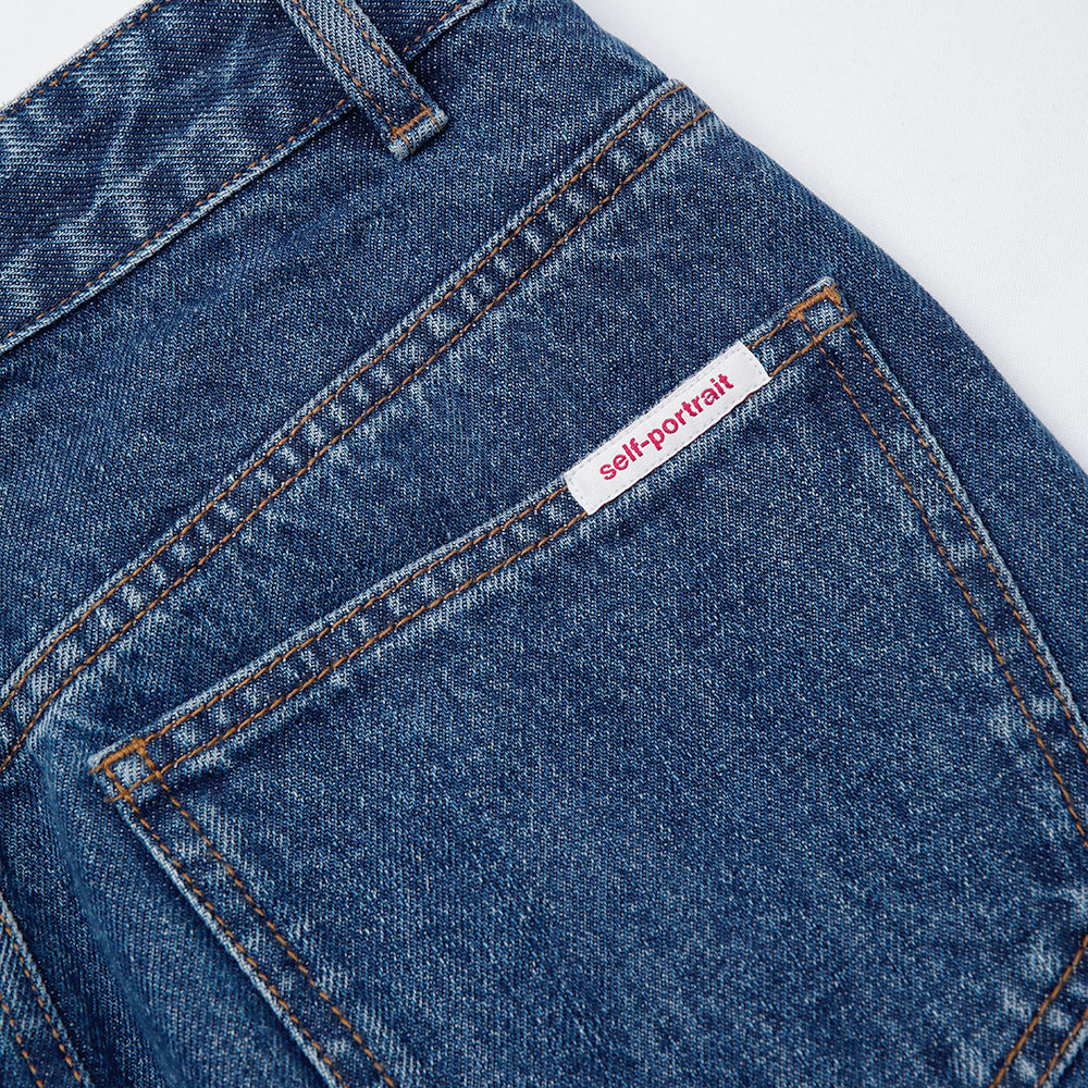 Self Portrait Blue Denim Maxi Skirt Jeansrock Blau UK 8