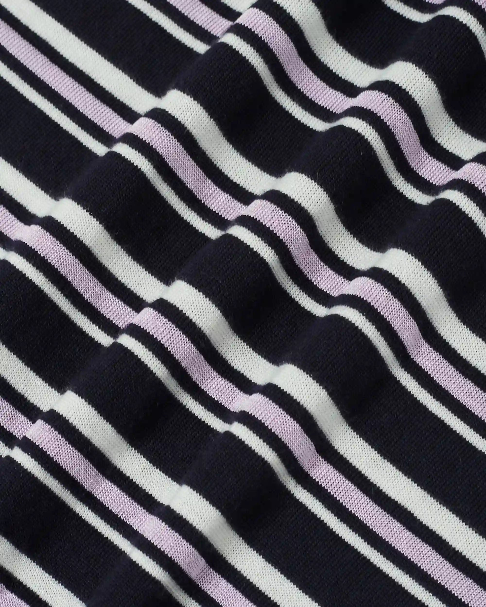Drôle de Monsieur Striped Knit Polo Navy Merinowolle