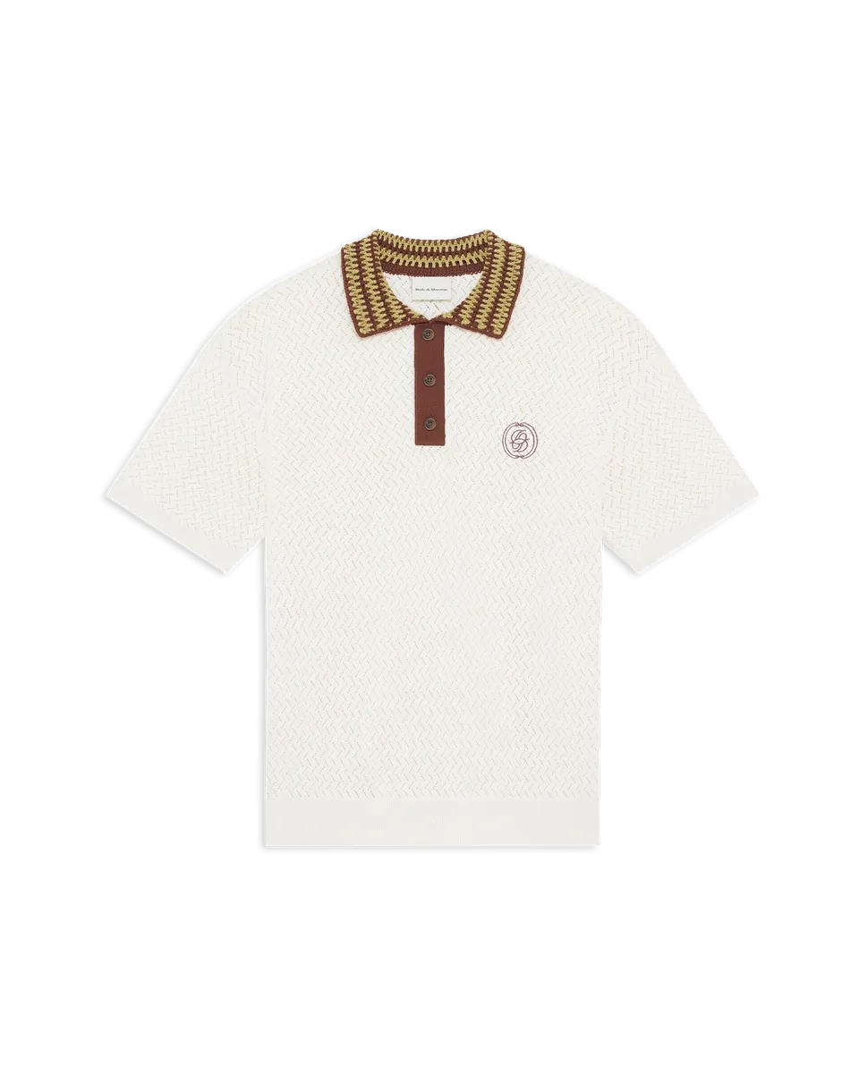 Drôle De Monsieur Polo Maille Ajouré D Poloshirt off-white Baumwolle