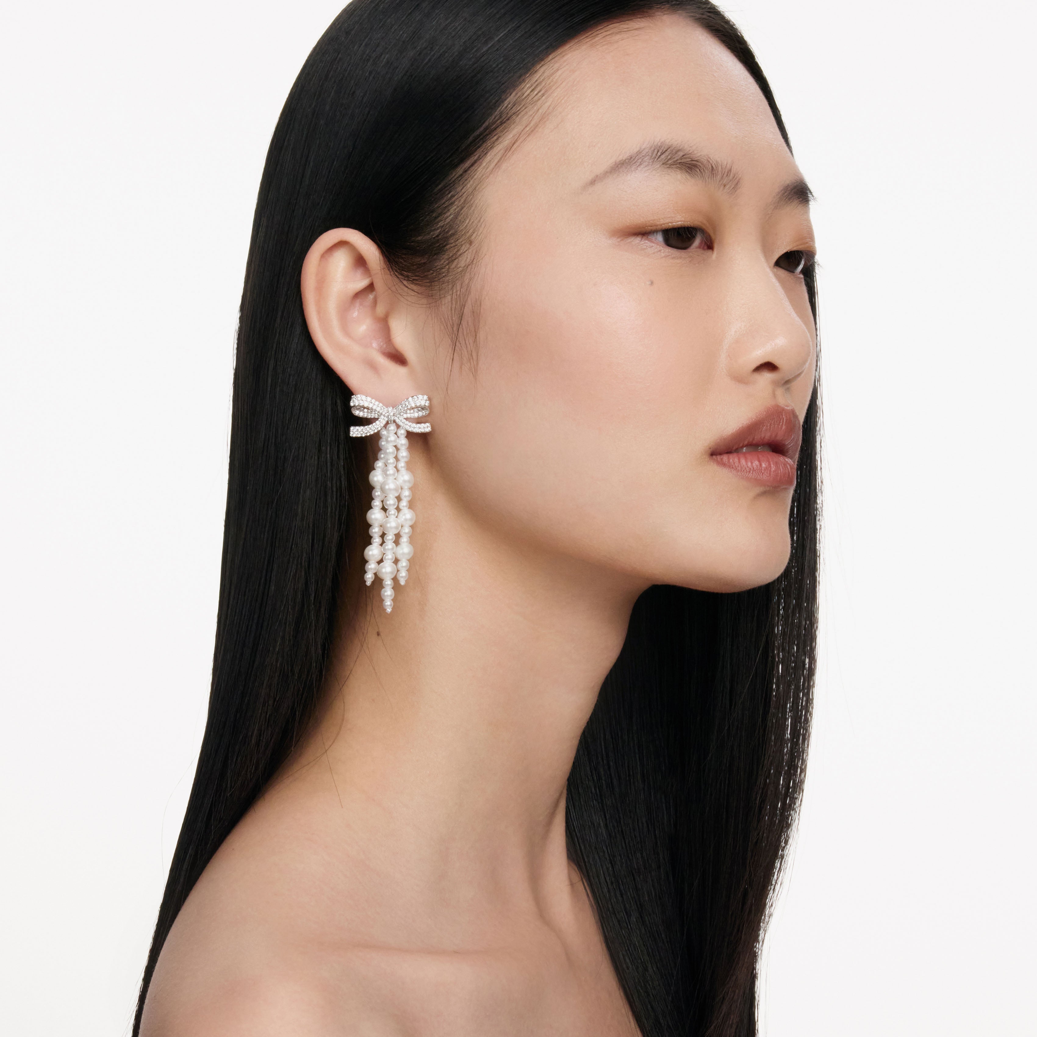 Self Portrait Bow Pearl Waterfall Earrings Ohrringe One Size