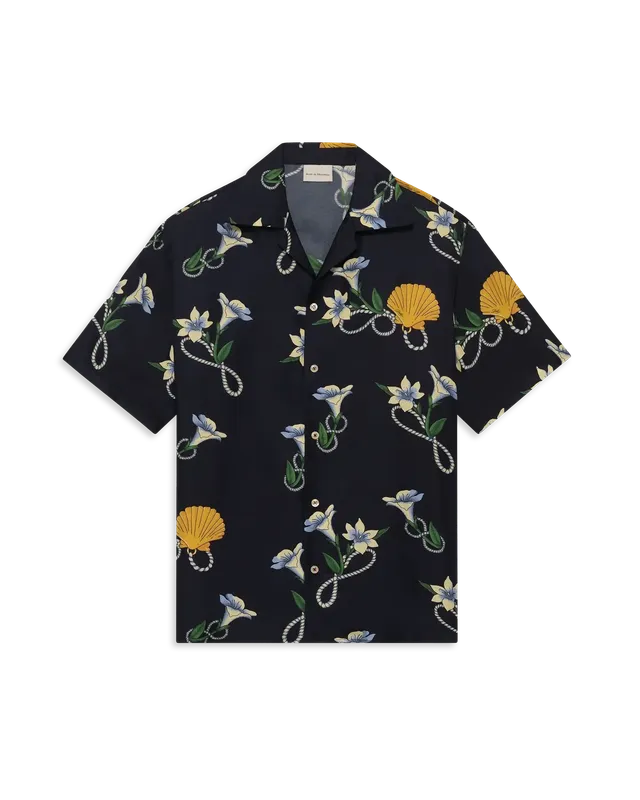 Drôle De Monsieur Chemise Soie Hemd navy Seide Print
