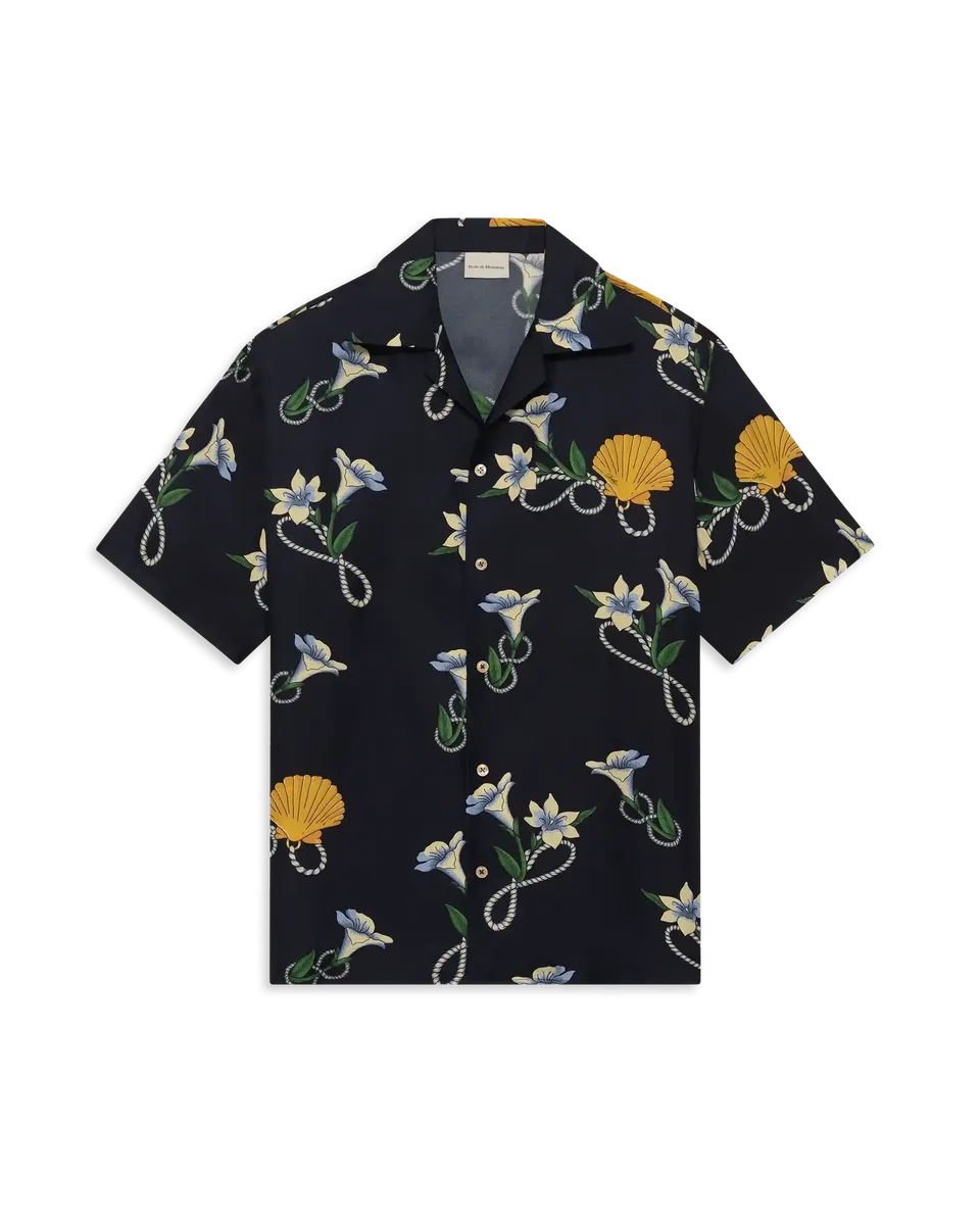 Drôle De Monsieur Chemise Soie Hemd navy Seide Print