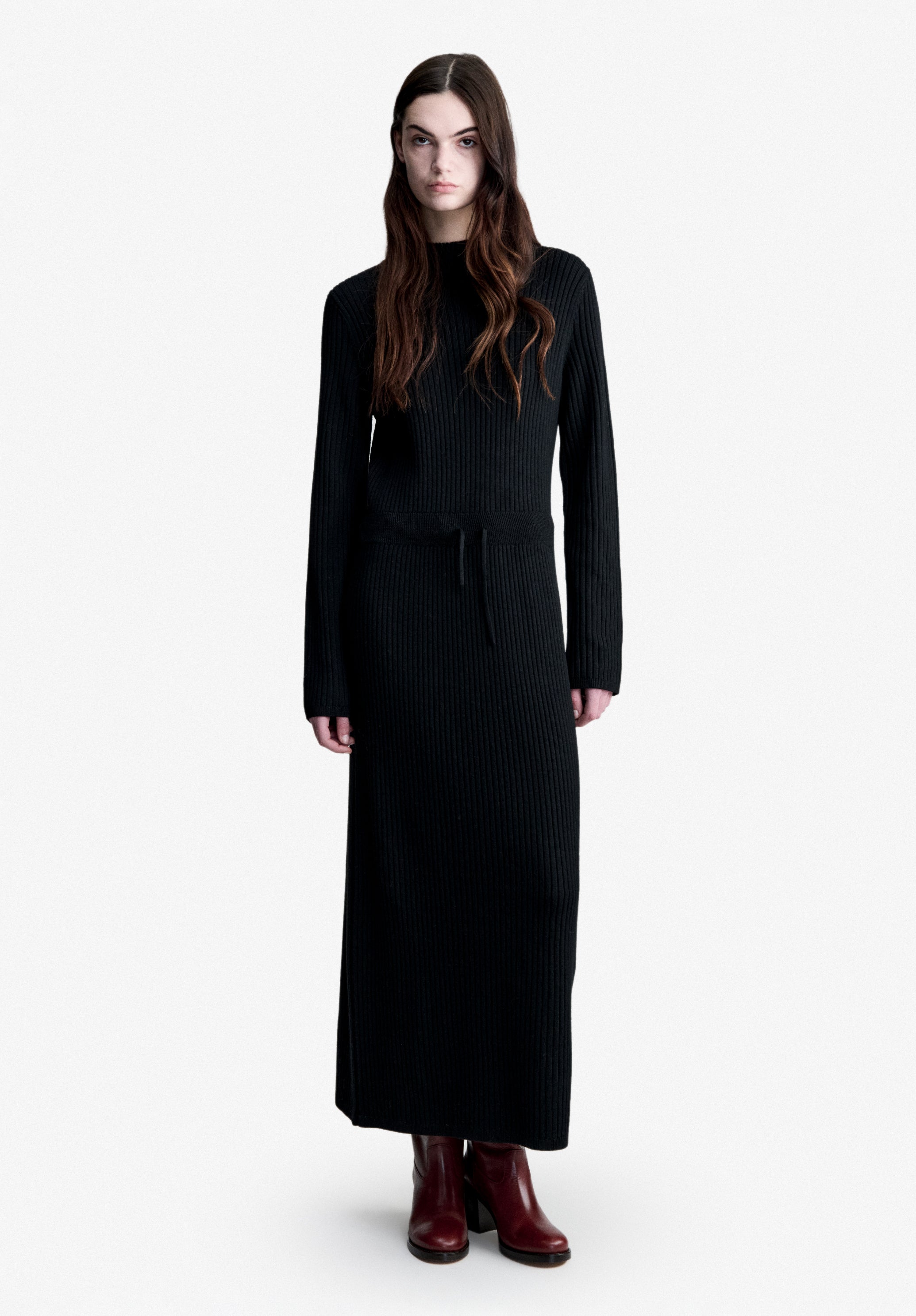 A.P.C. Wollkleid lang schwarz Wollmischung