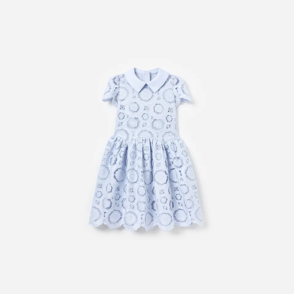 Self Portrait Blue 3D Flower Lace Kinderkleid Blau