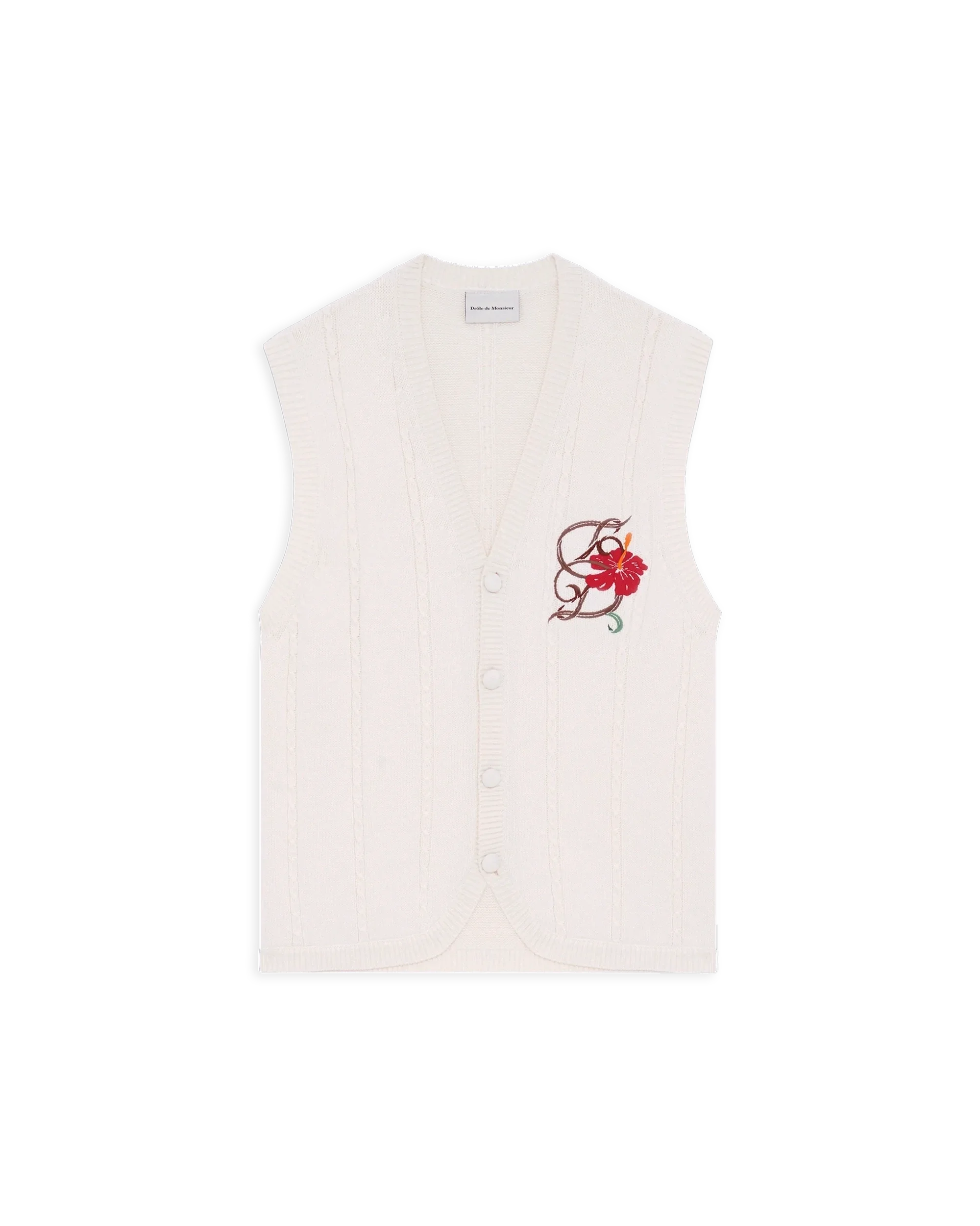 Drôle De Monsieur Cardigan Brodé Havana Strickweste Off White