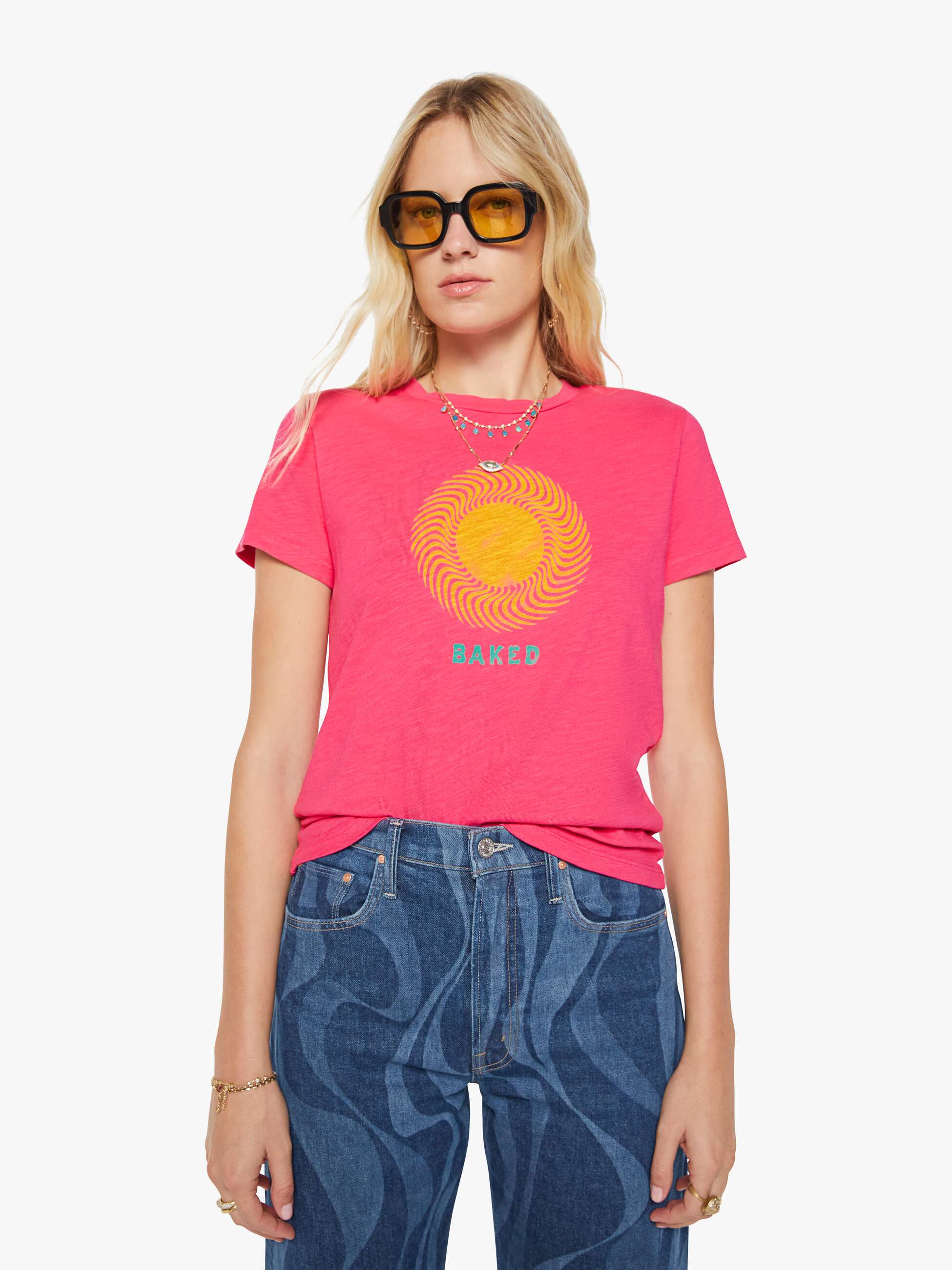 Mother The Sinful Baked T-Shirt Rosa Sonne Baumwolle