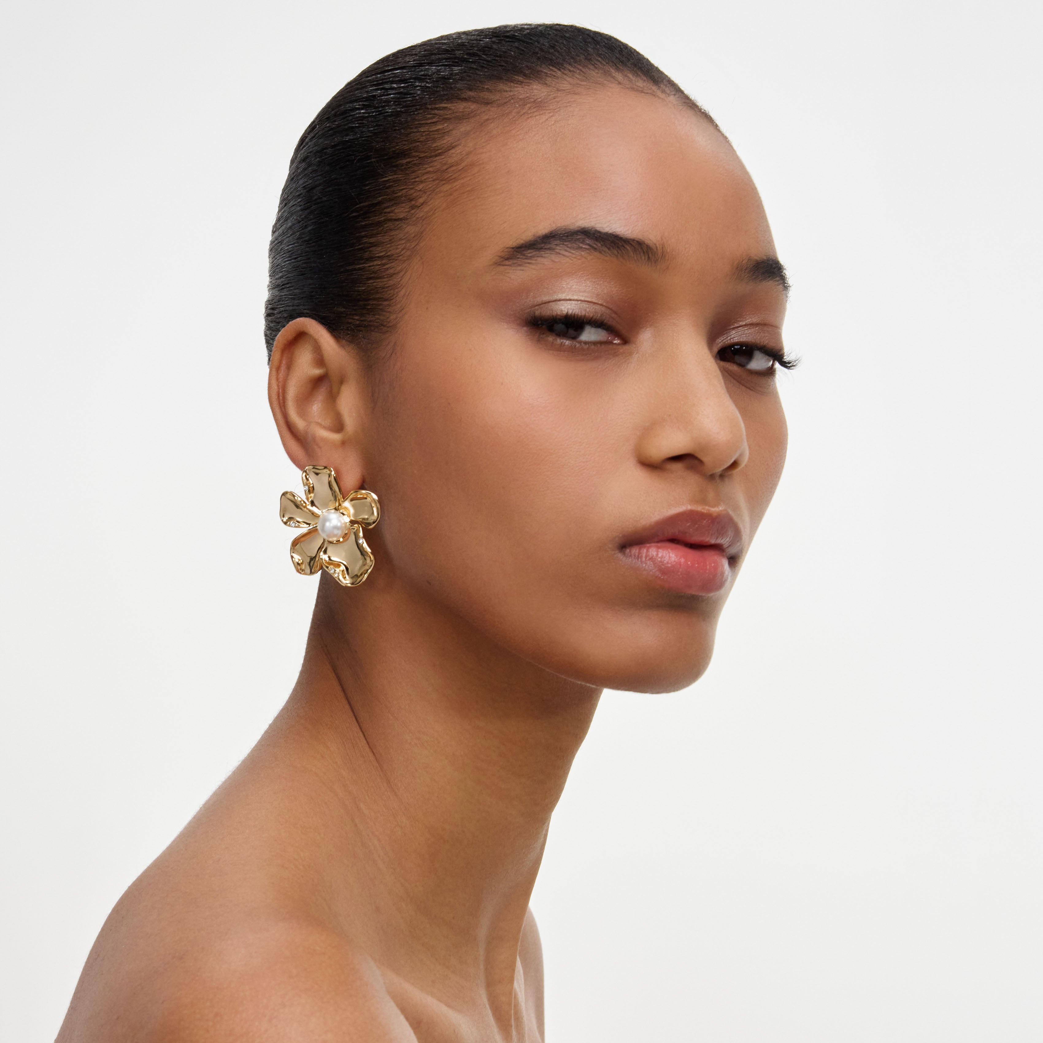 Self Portrait Gold Pearl Flower Ohrringe Gold One Size Perle