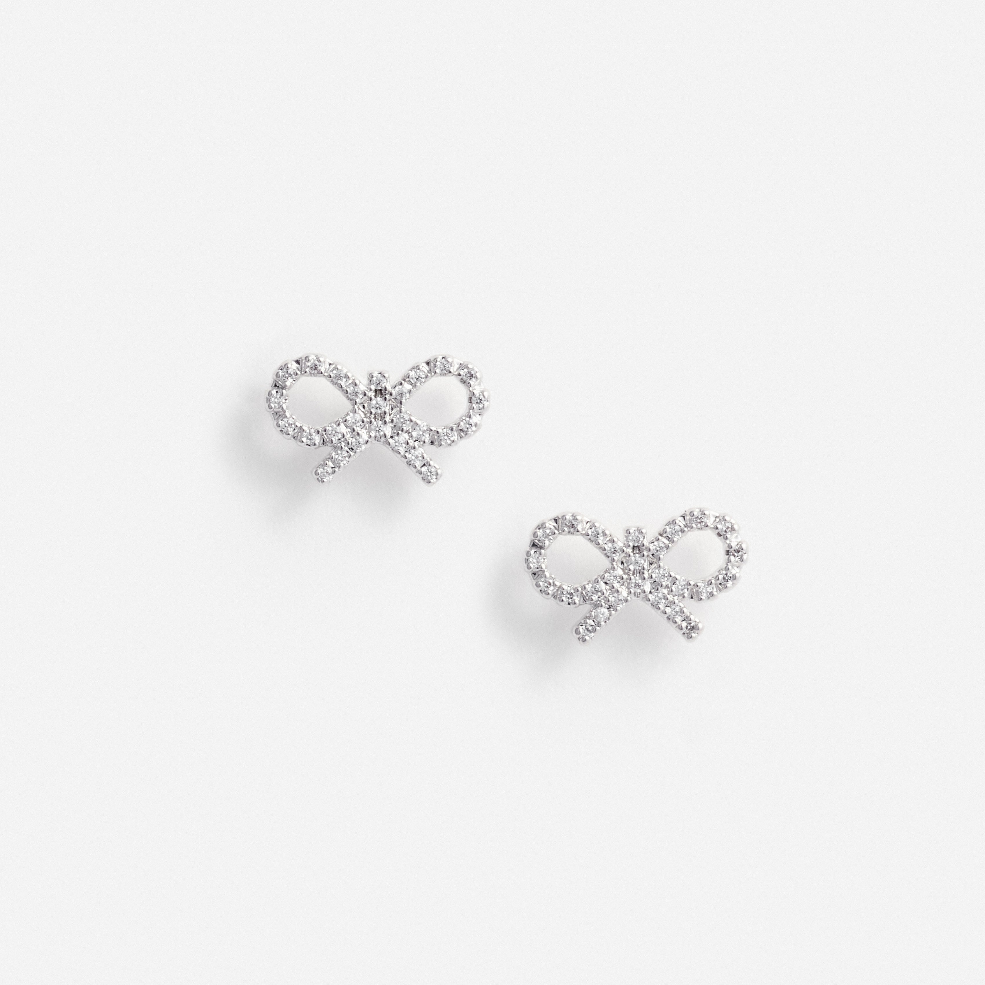 Self Portrait Jewellery Micro Bow Ohrringe Silber Kristall