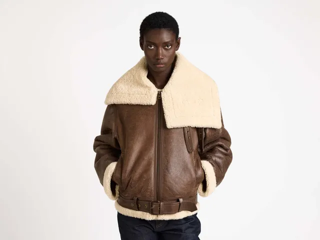 J.W.Anderson Shearling Lederjacke Damen Braun Lammfell