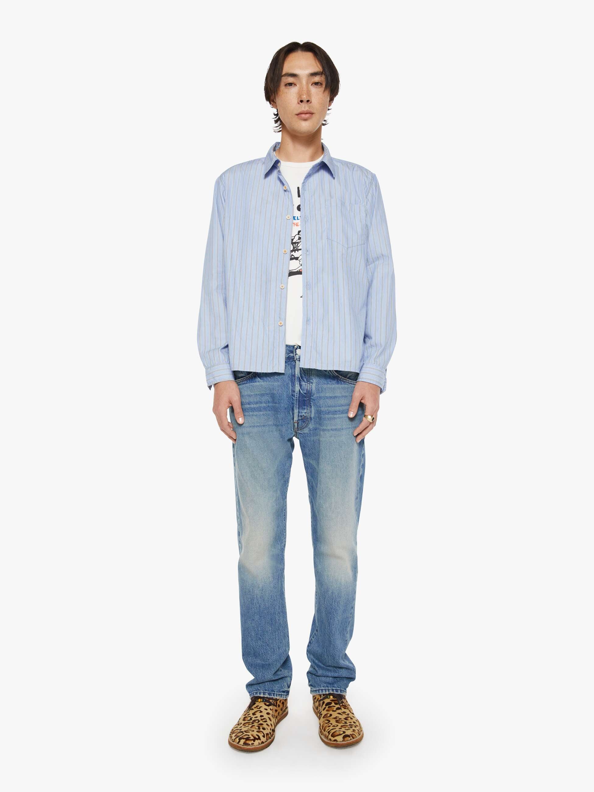 Mother Shirts Back To Square One Hemd Pop hellblau gestreift