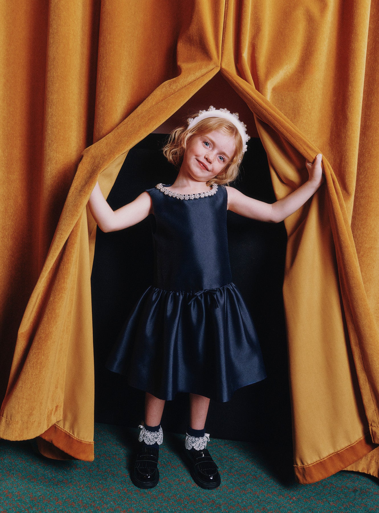 Self Portrait Kinder Kleid Navy Taft Perlen Gr. 3-12 J.