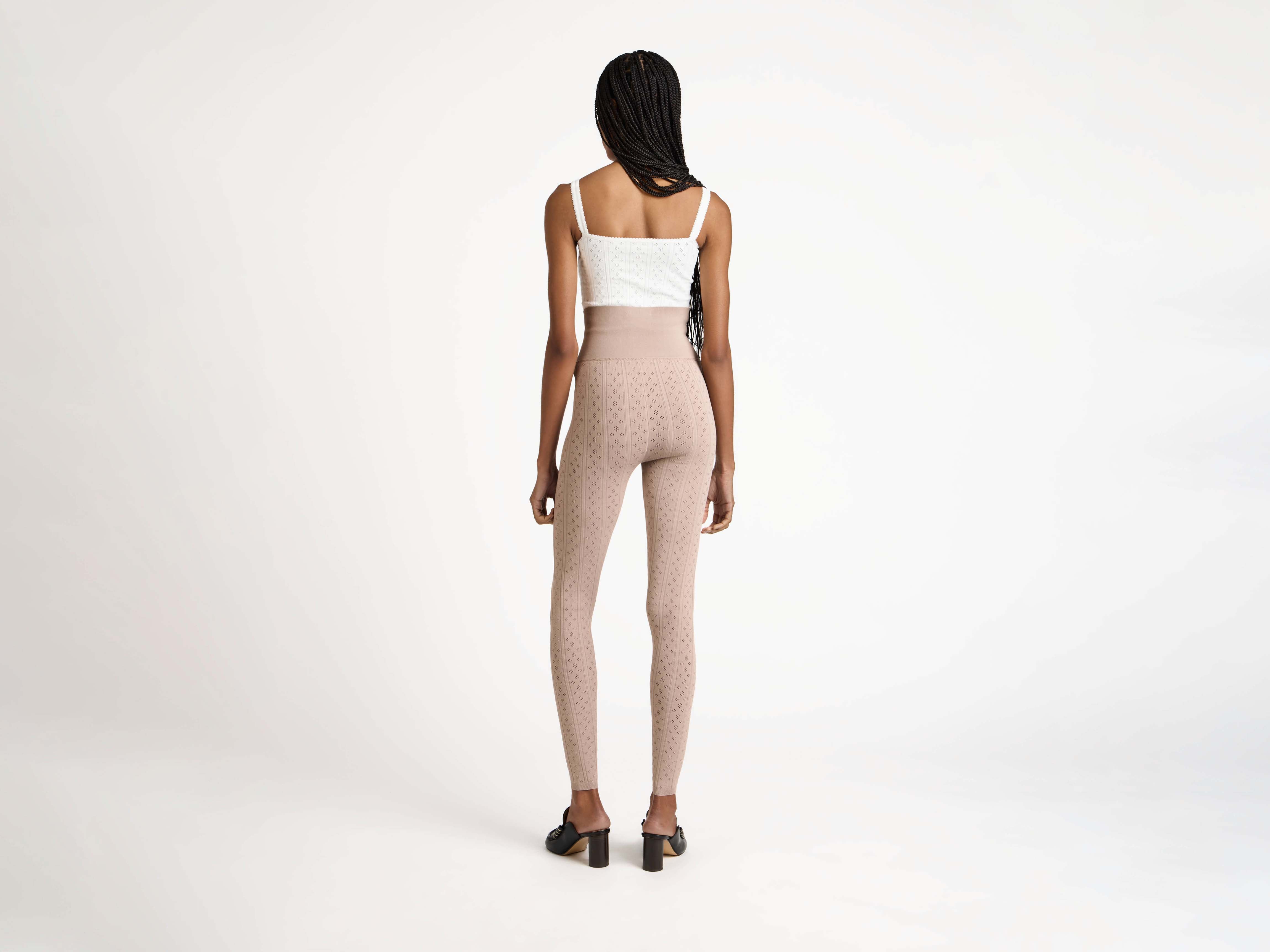 J.W.Anderson Pointelle Leggings Taupe Strick Schleife
