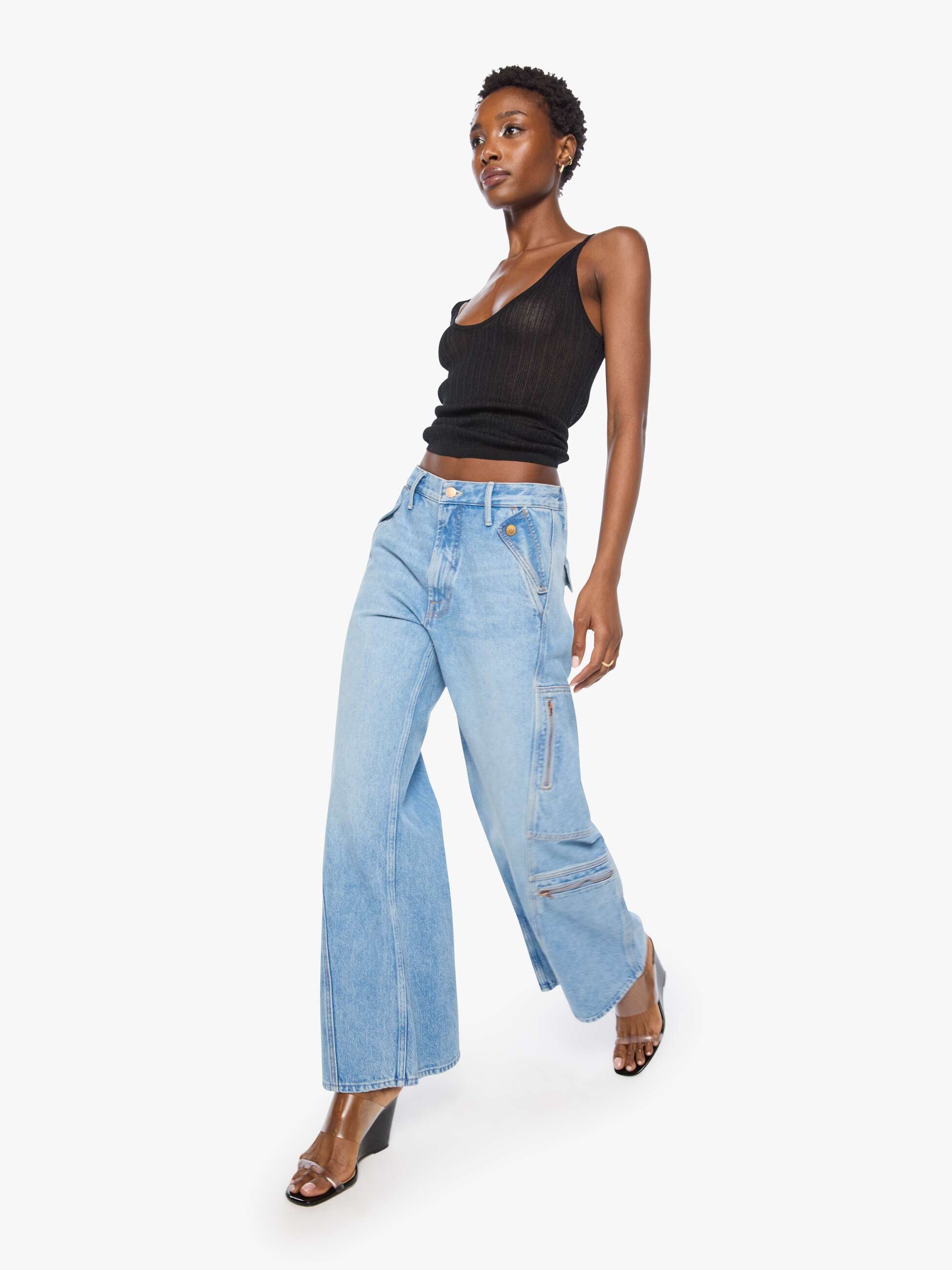 Mother Snacks Wide Leg Jeans Wishbone hellblau Relaxed