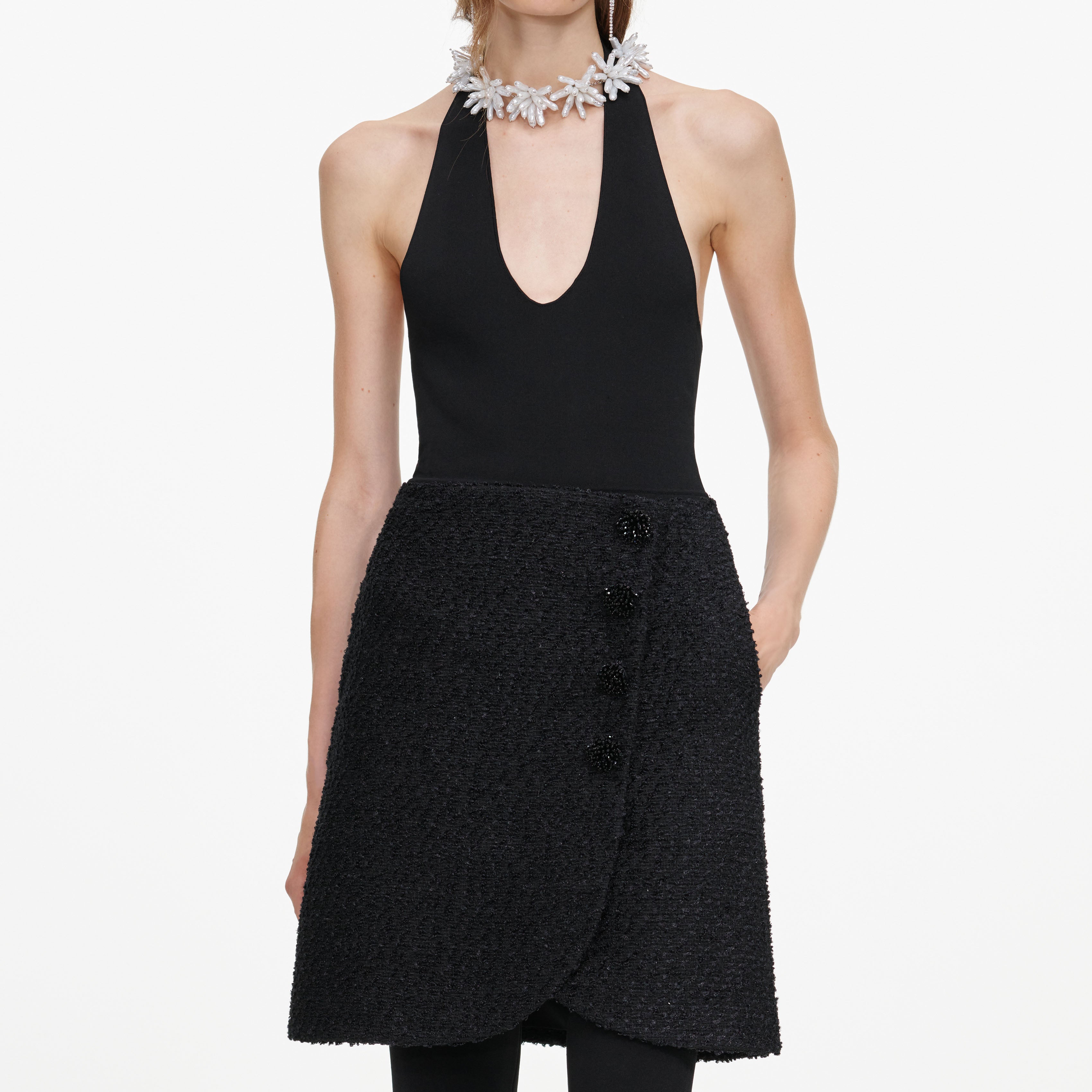Self Portrait Bottoms Black Boucle Mini Rock Schwarz Boucle