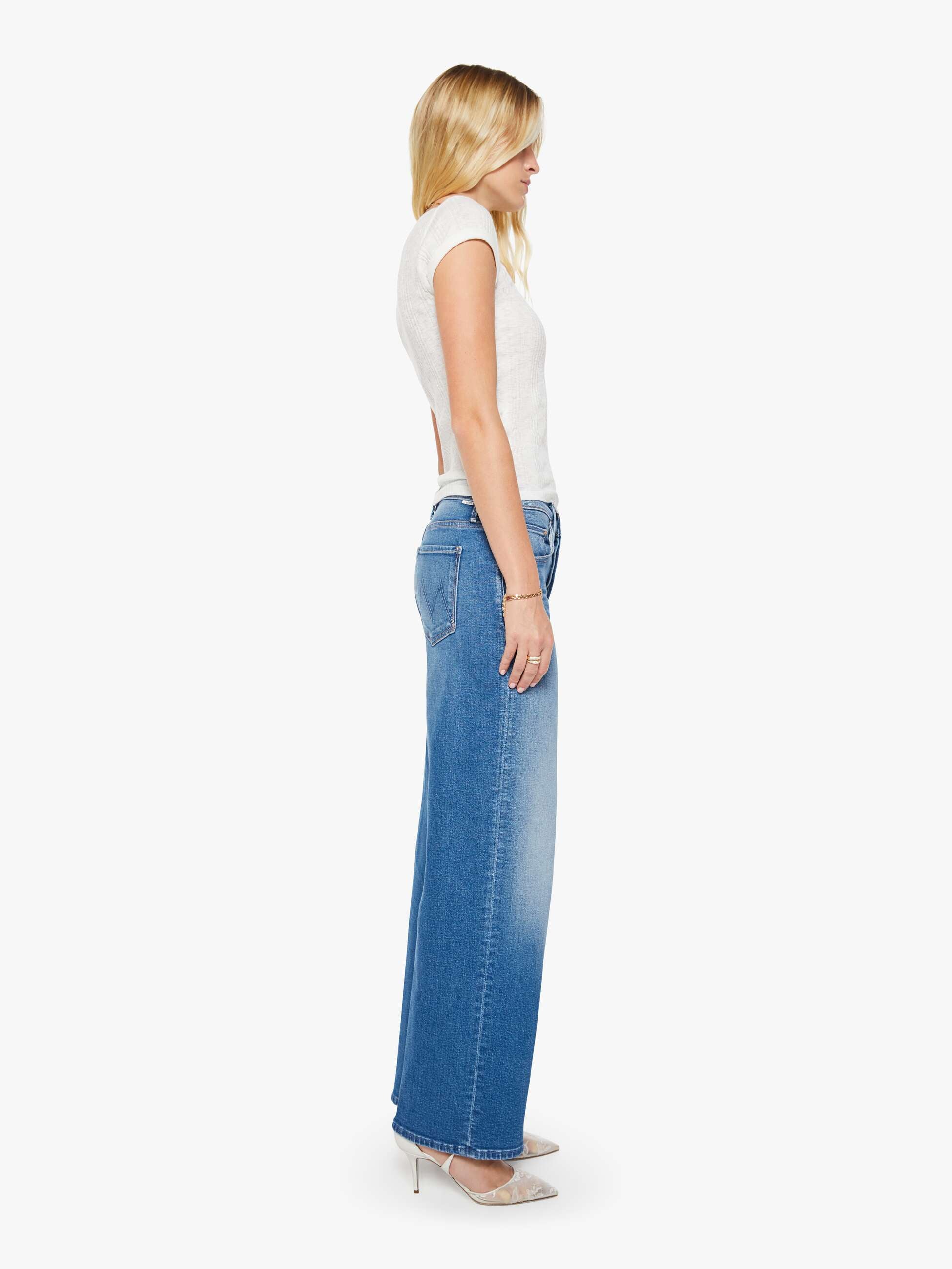 MOTHER Denim The Rerun Sneak Jeans Kissing The Caddy Wide Leg
