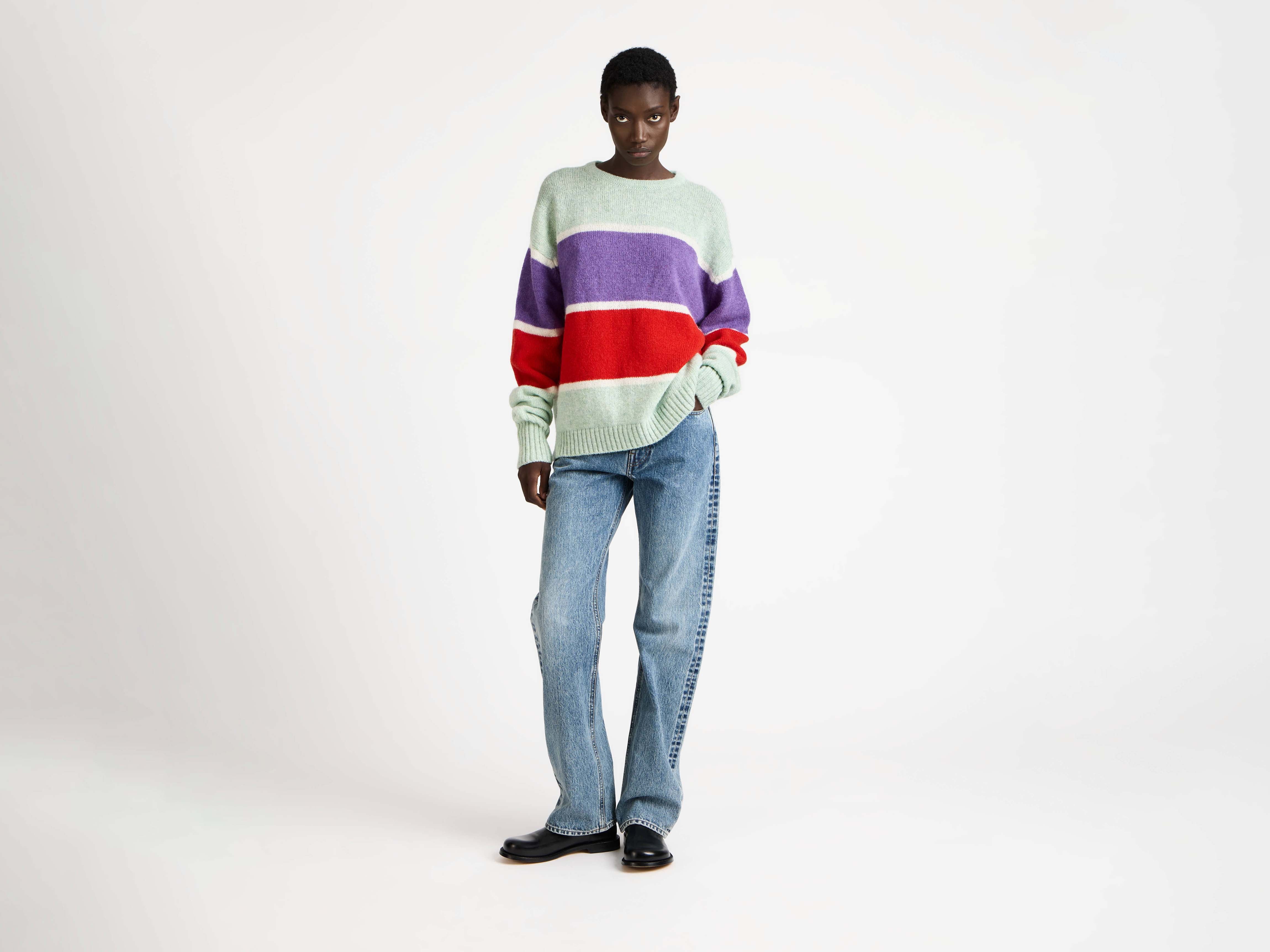J.W.Anderson Knitwear Pullover Damen Mint Streifen Crew Neck