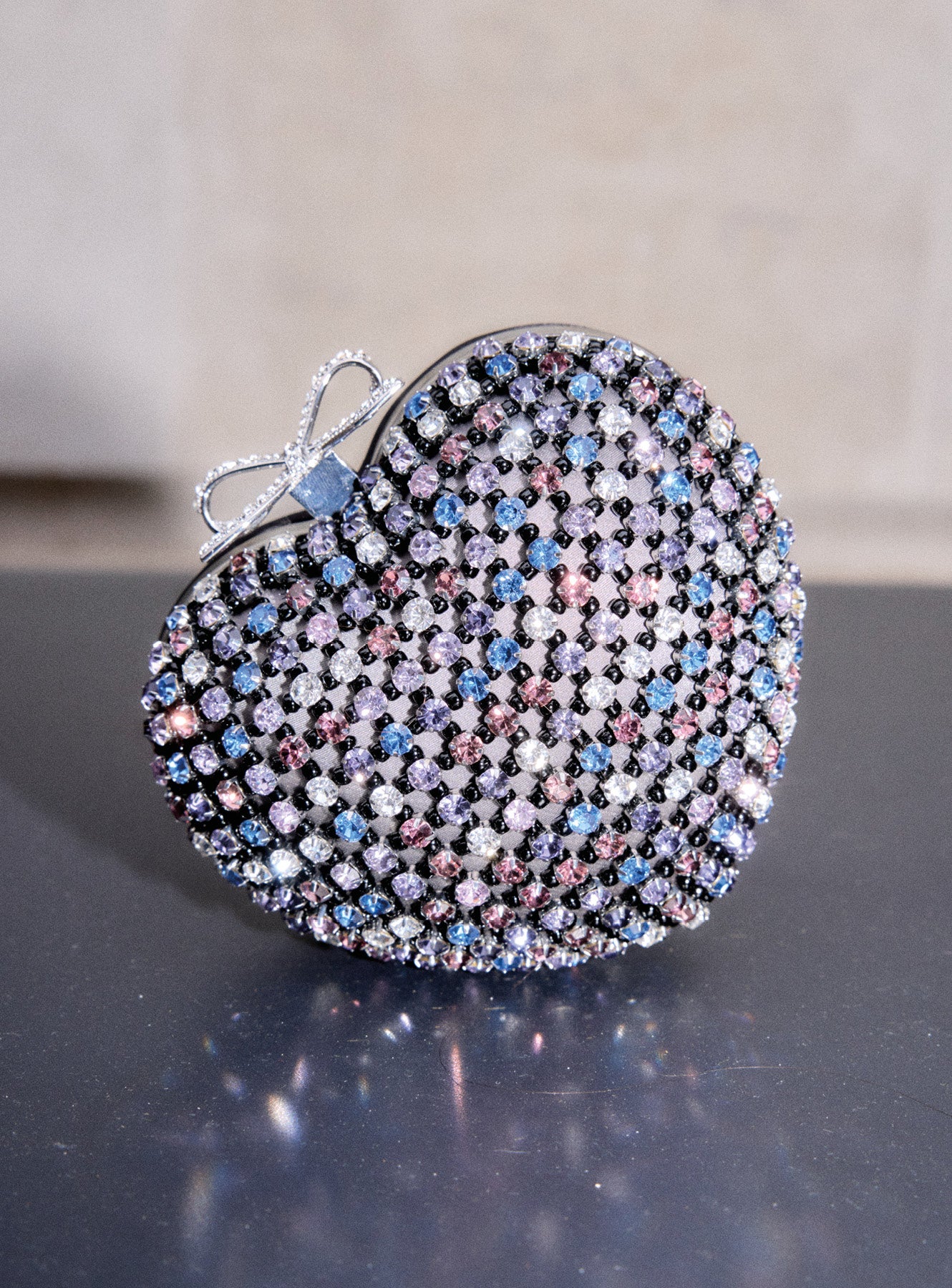 Self Portrait Multi Crystal Heart Clutch Tasche Multi One Size