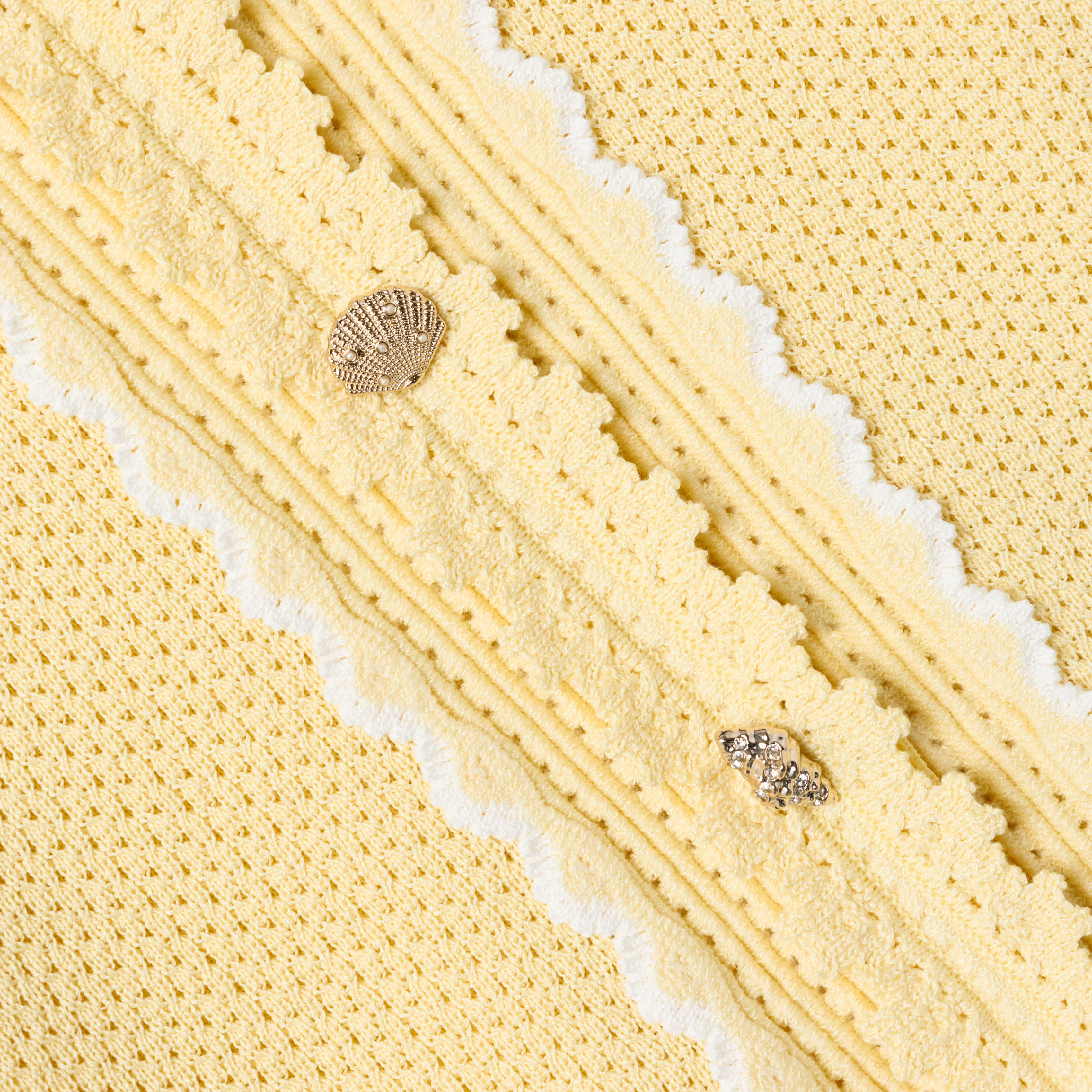 Self Portrait Knitwear Pointelle Frill Cardigan gelb Kinder
