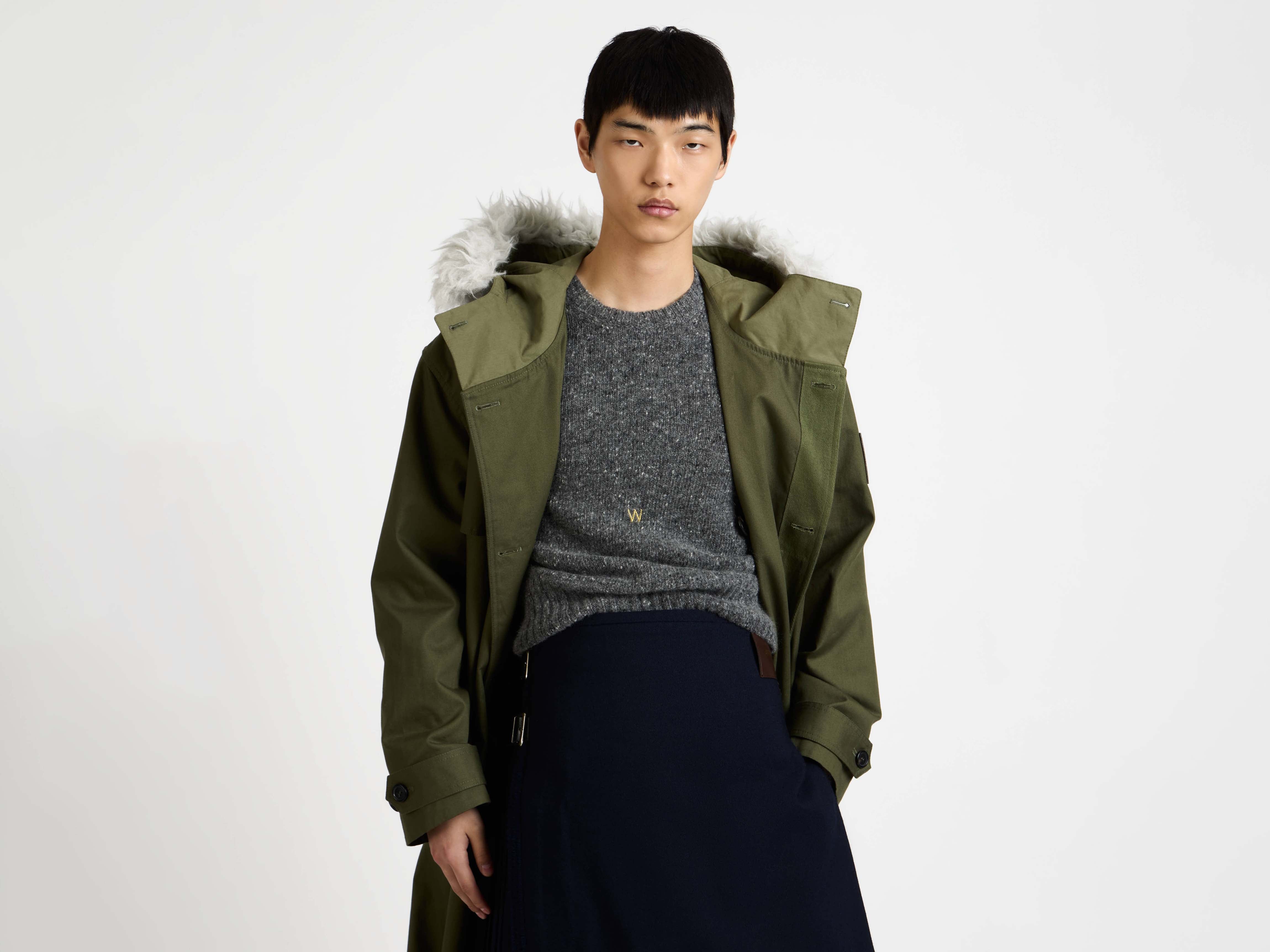 J.W.Anderson Double Breasted Parka Mantel Hunter Green Wolle