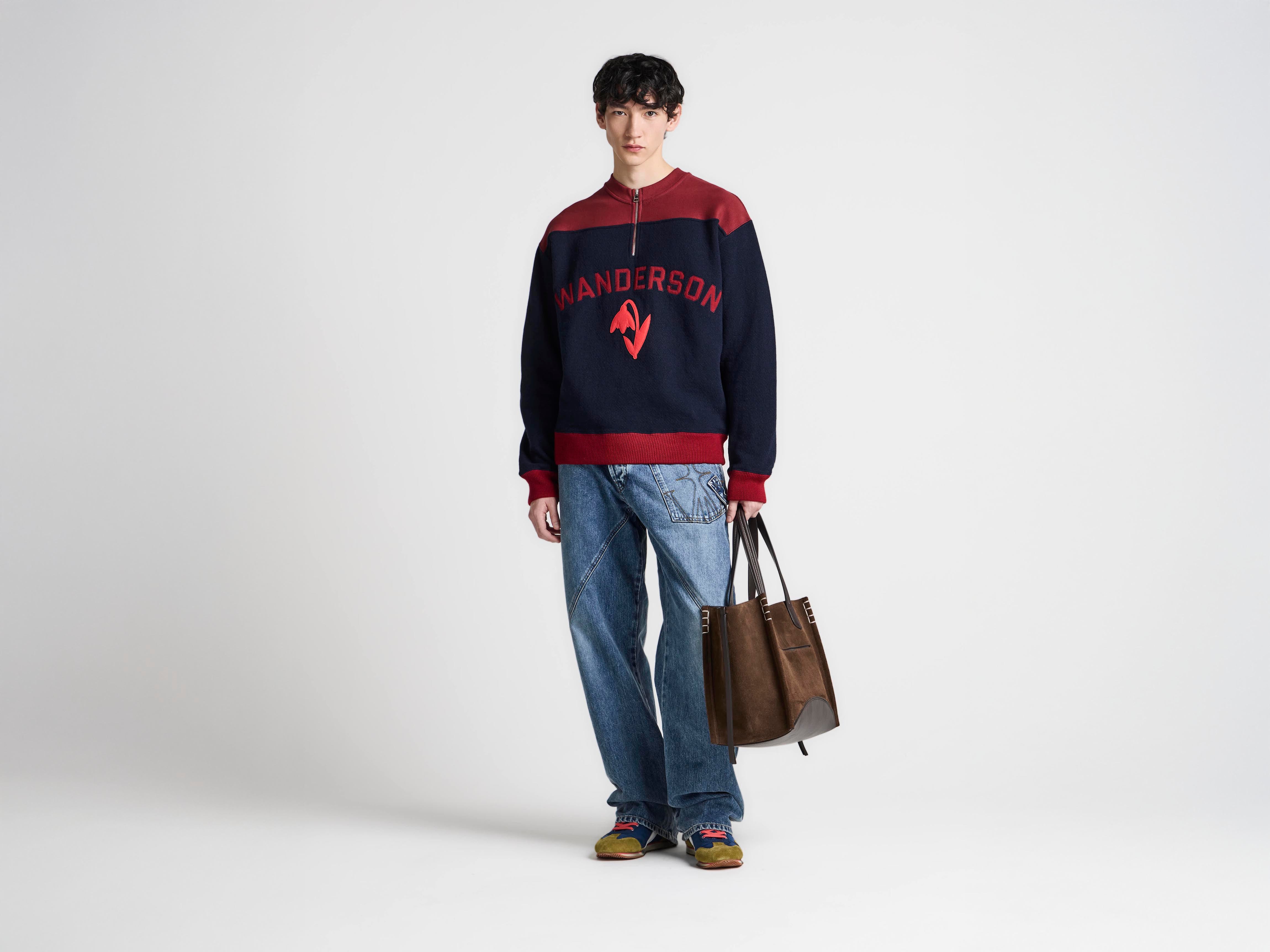J.W.Anderson Half Zip Sweatshirt Navy Melange Herren