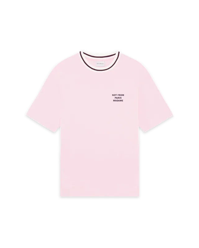 Drôle De Monsieur Slogan Sport T-Shirt Baumwolle Rosa