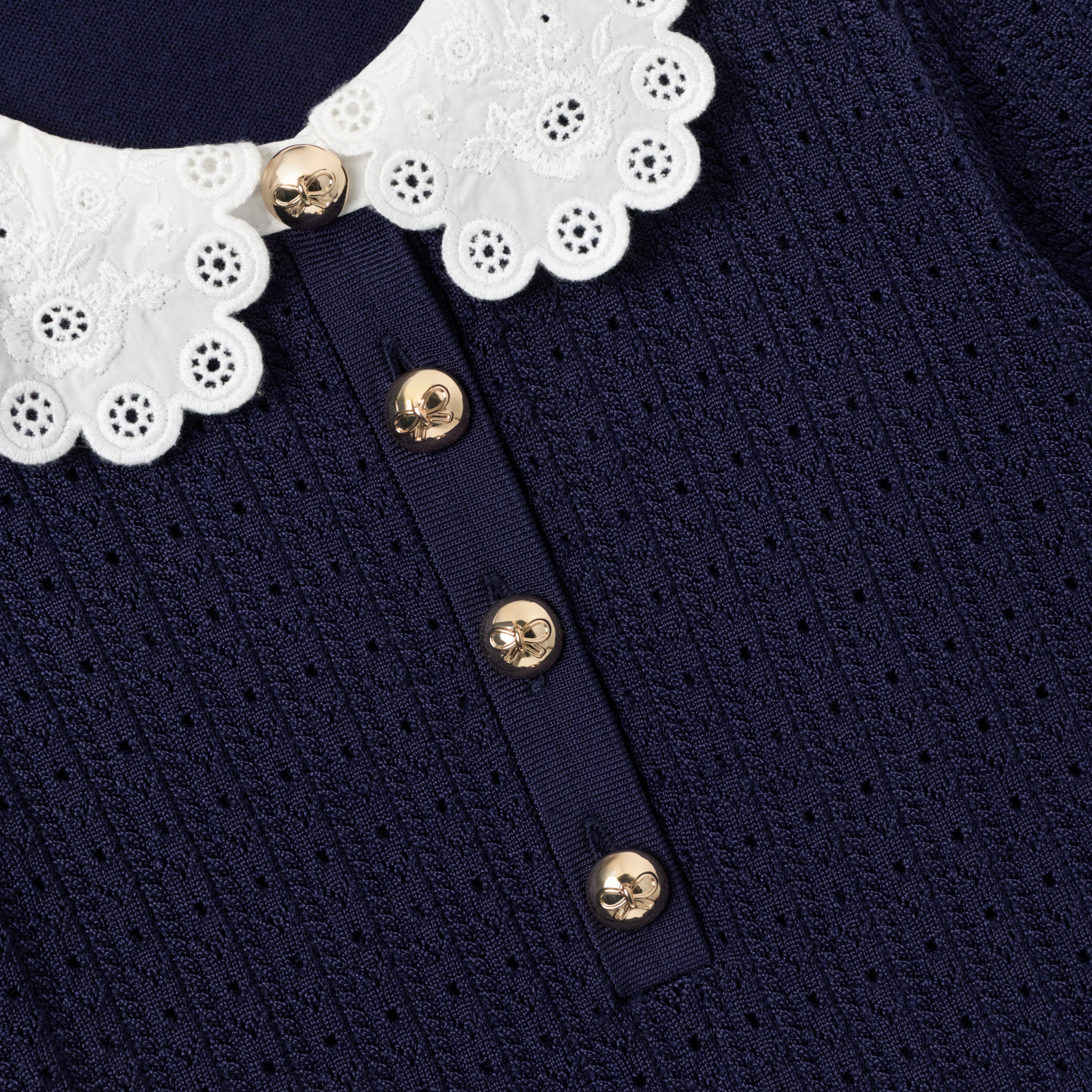 Self-Portrait Navy Contrast Collar Kinderkleid Navy Strick