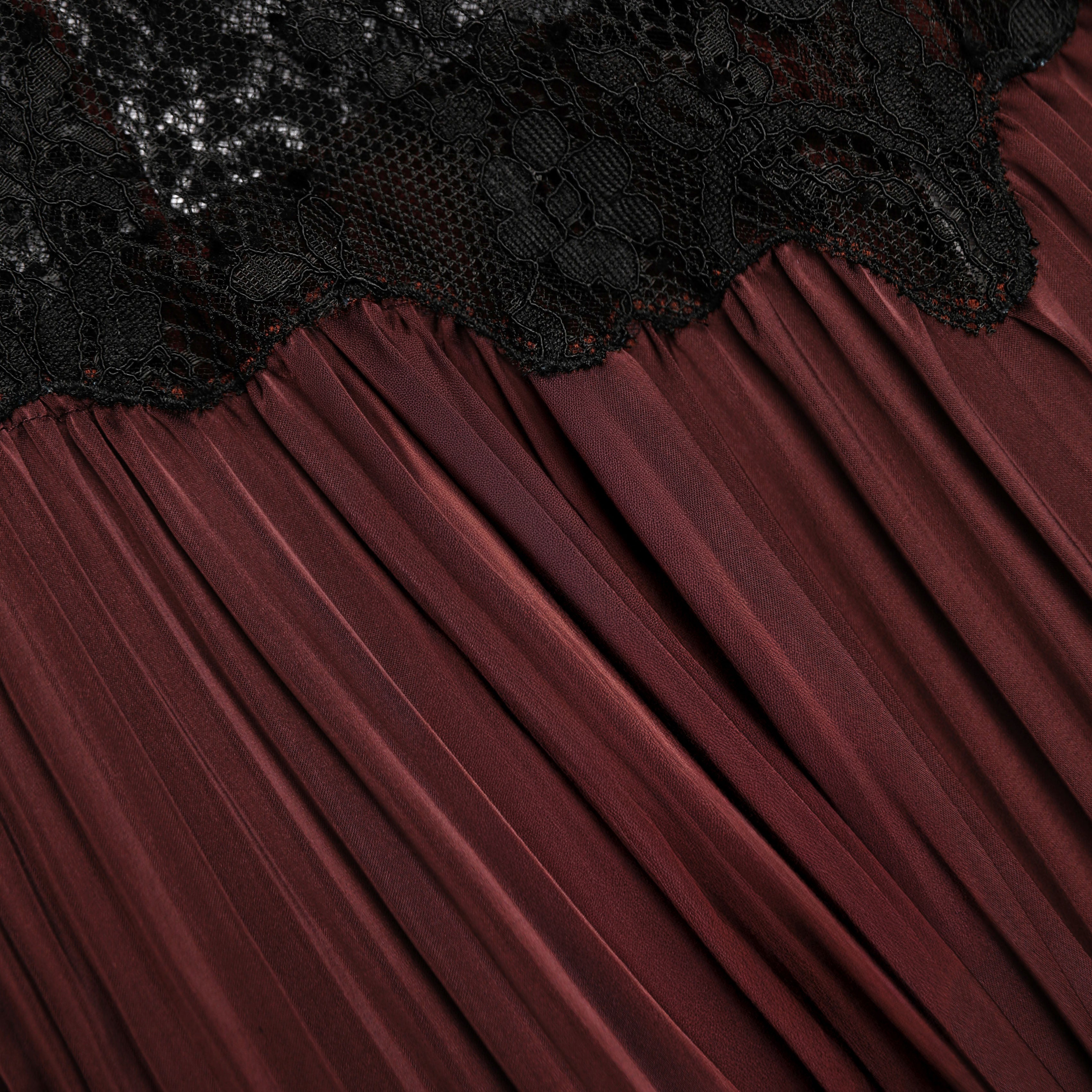 Self Portrait Brown Satin Lace Insert Maxi Kleid Braun