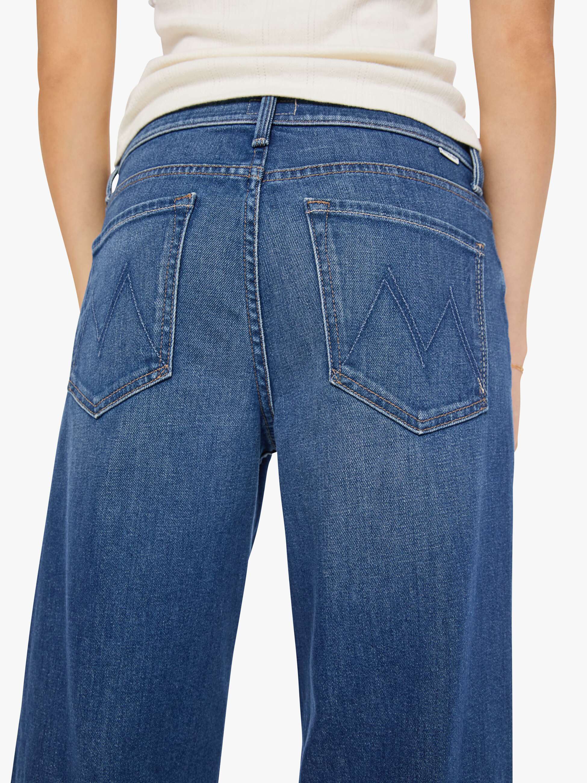 Mother Rerun Zip Sneak Wide Leg Jeans Deluxe Edition mid-blue
