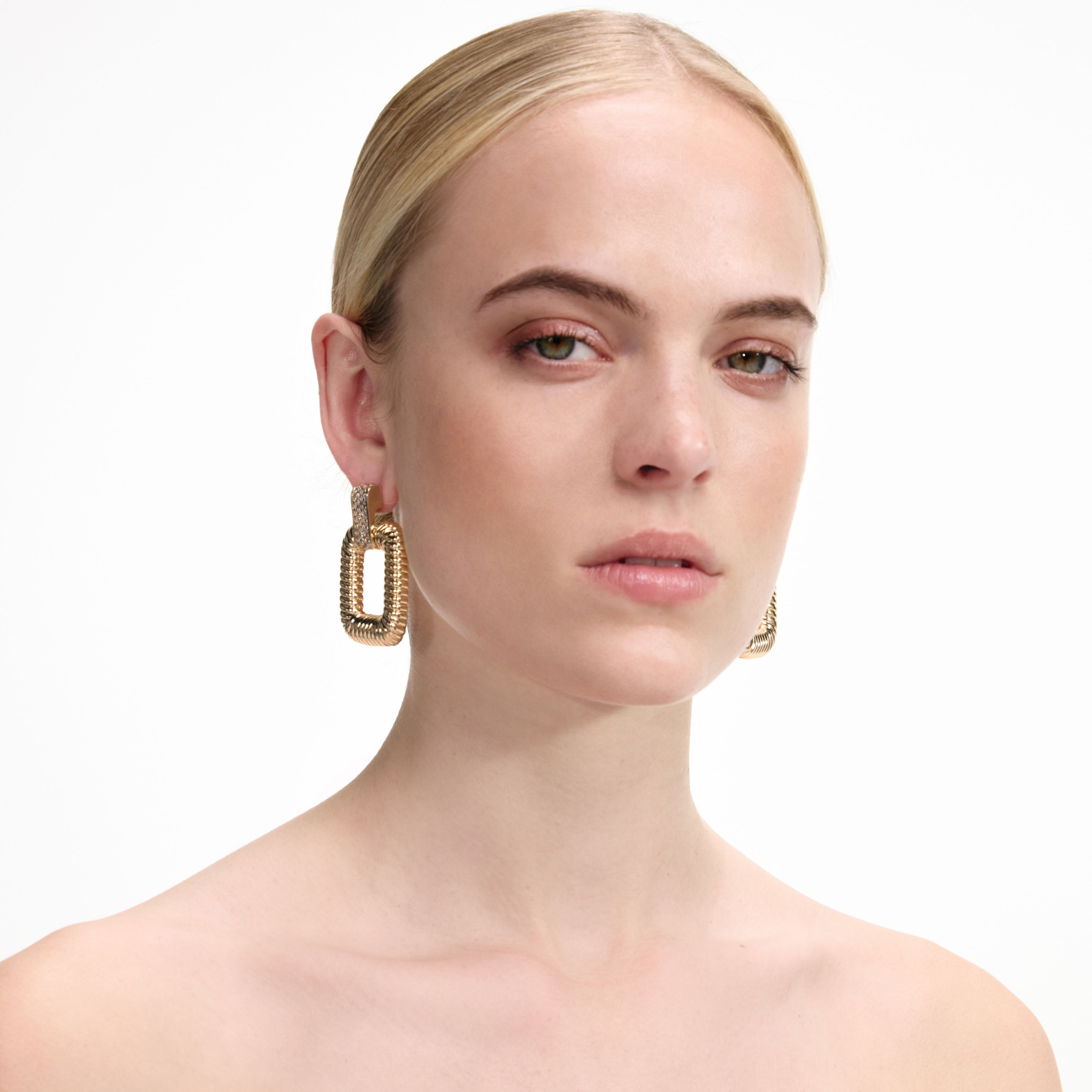 Self-Portrait Gold Knocker Ohrringe Gold Kristall One Size
