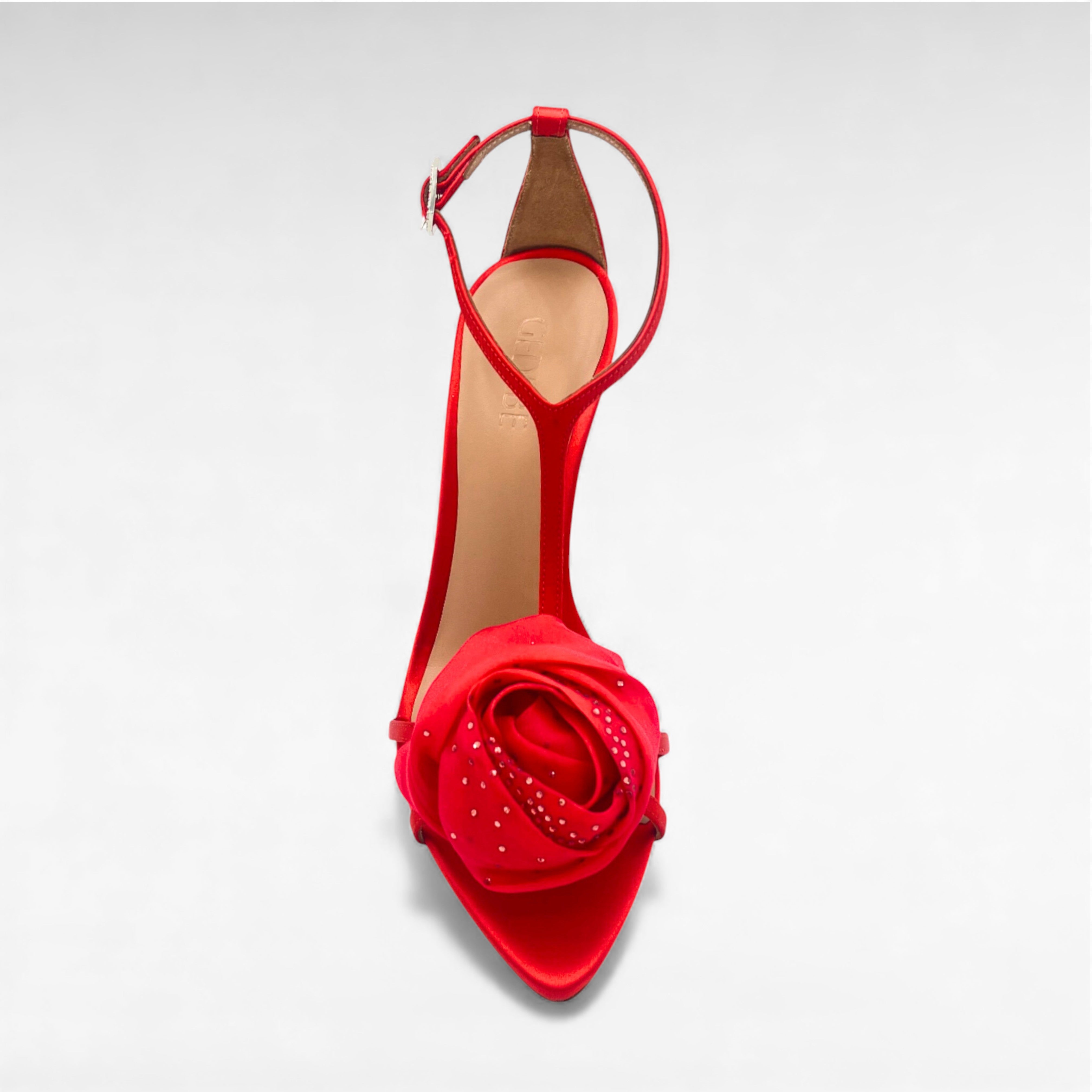 Gedebe Peonia Sandal Sandale Satin mit Kristallblume