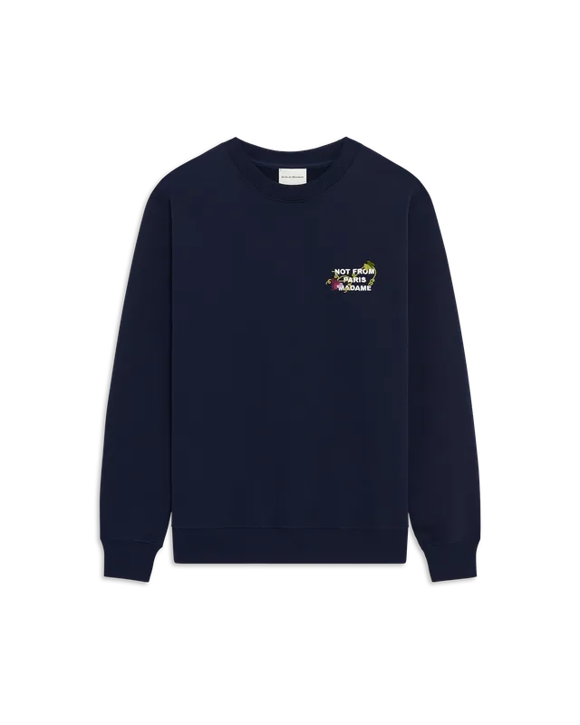 Drôle De Monsieur Vine Slogan Sweatshirt Navy Baumwolle
