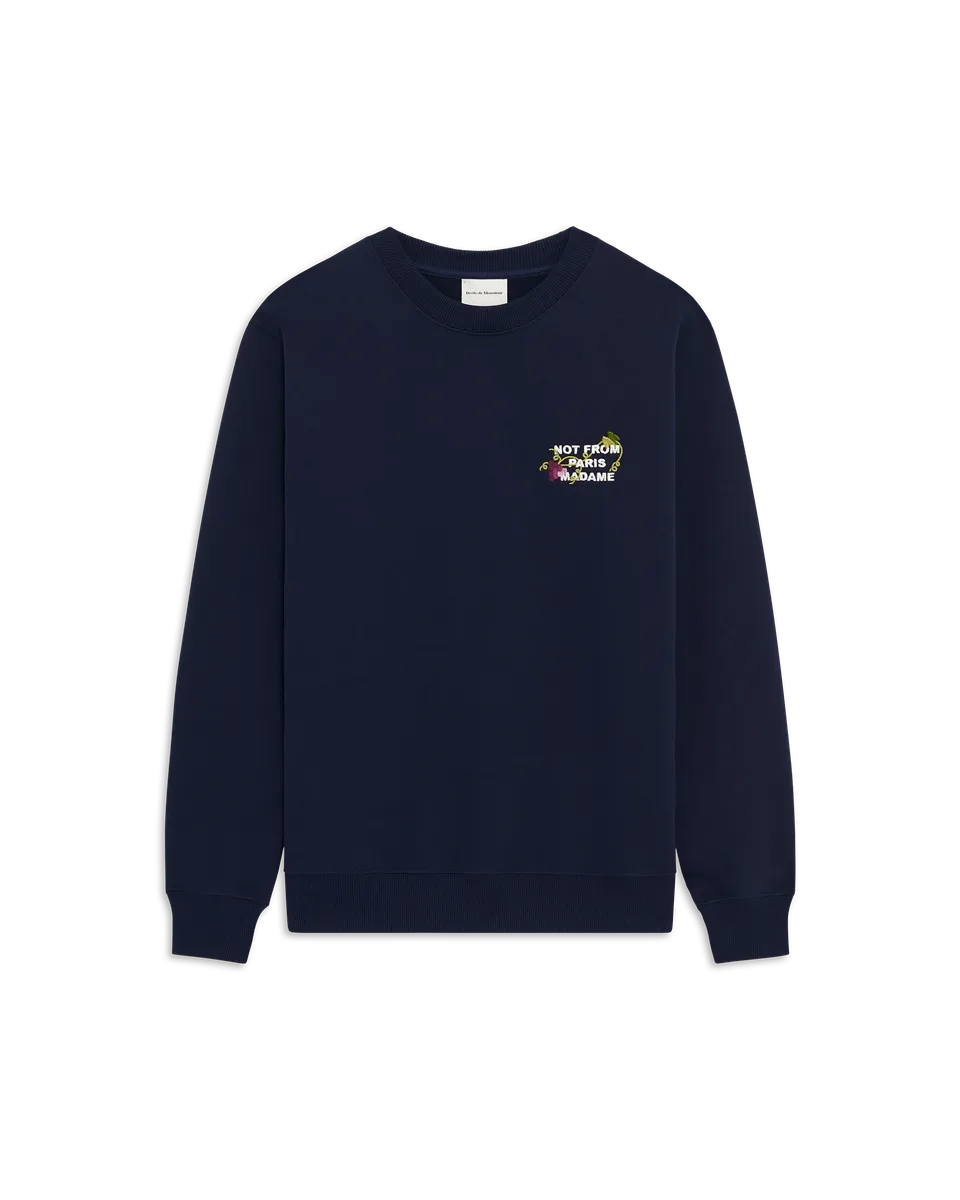 Drôle De Monsieur Vine Slogan Sweatshirt Navy Baumwolle