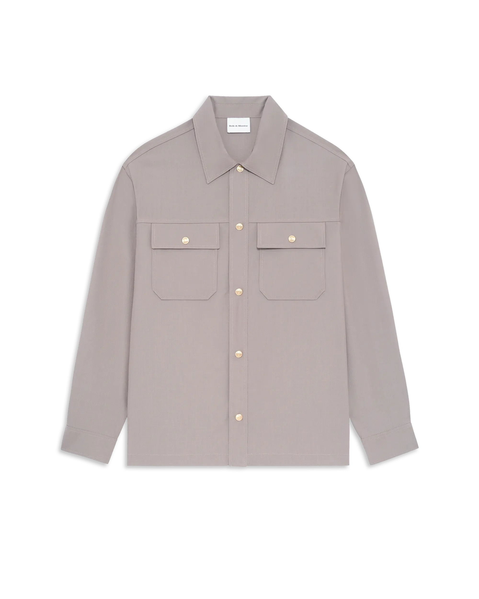 Drôle De Monsieur Pocket Overshirt Hemdjacke Beige Wolle