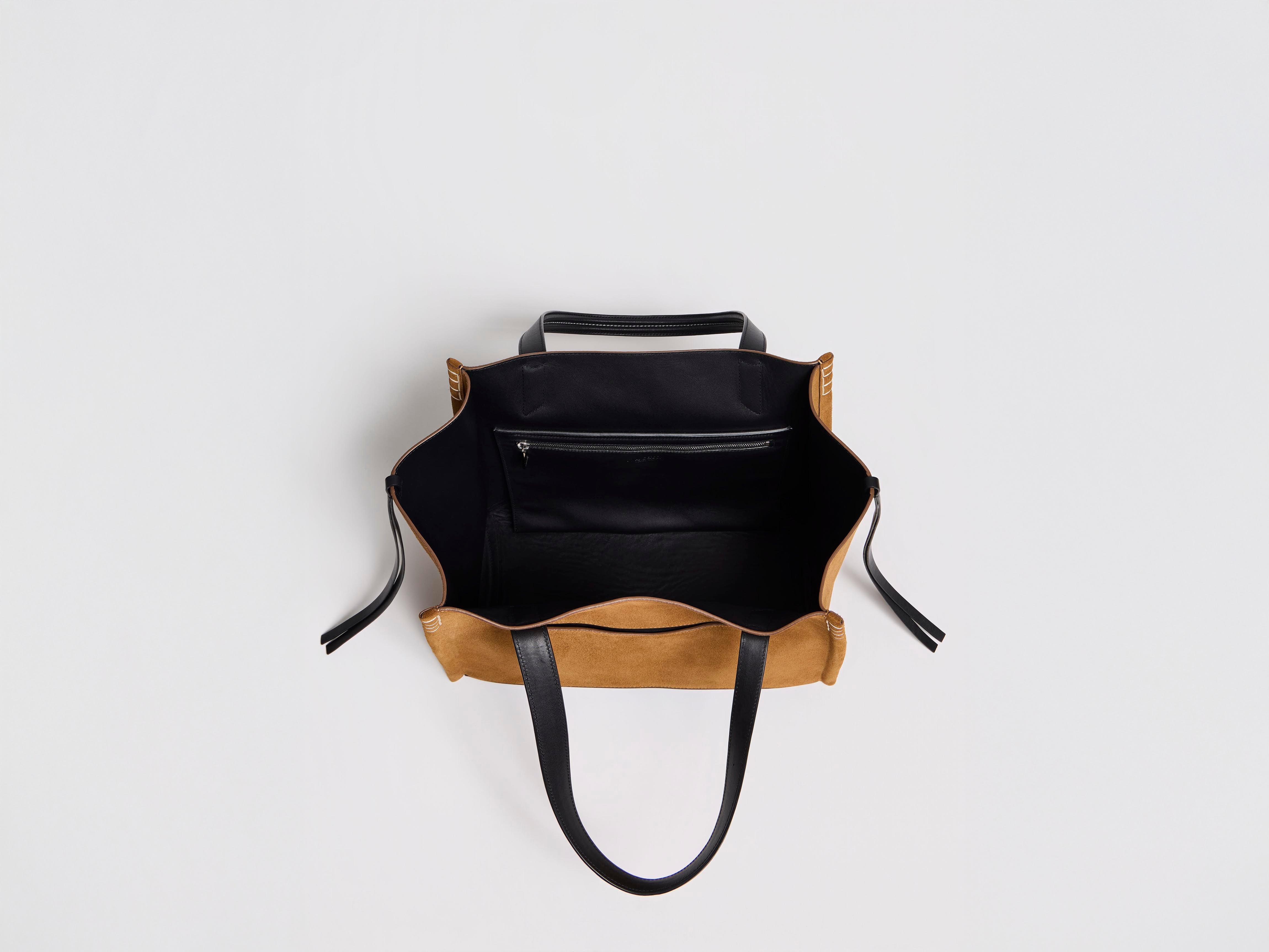 J.W.Anderson Loafer Cabas Tasche Karamell Wildleder Schwarz