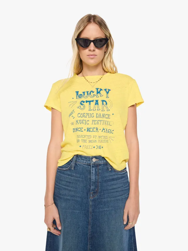 Mother Sinful Lucky Star T-Shirt Gelb Baumwolle Leinen