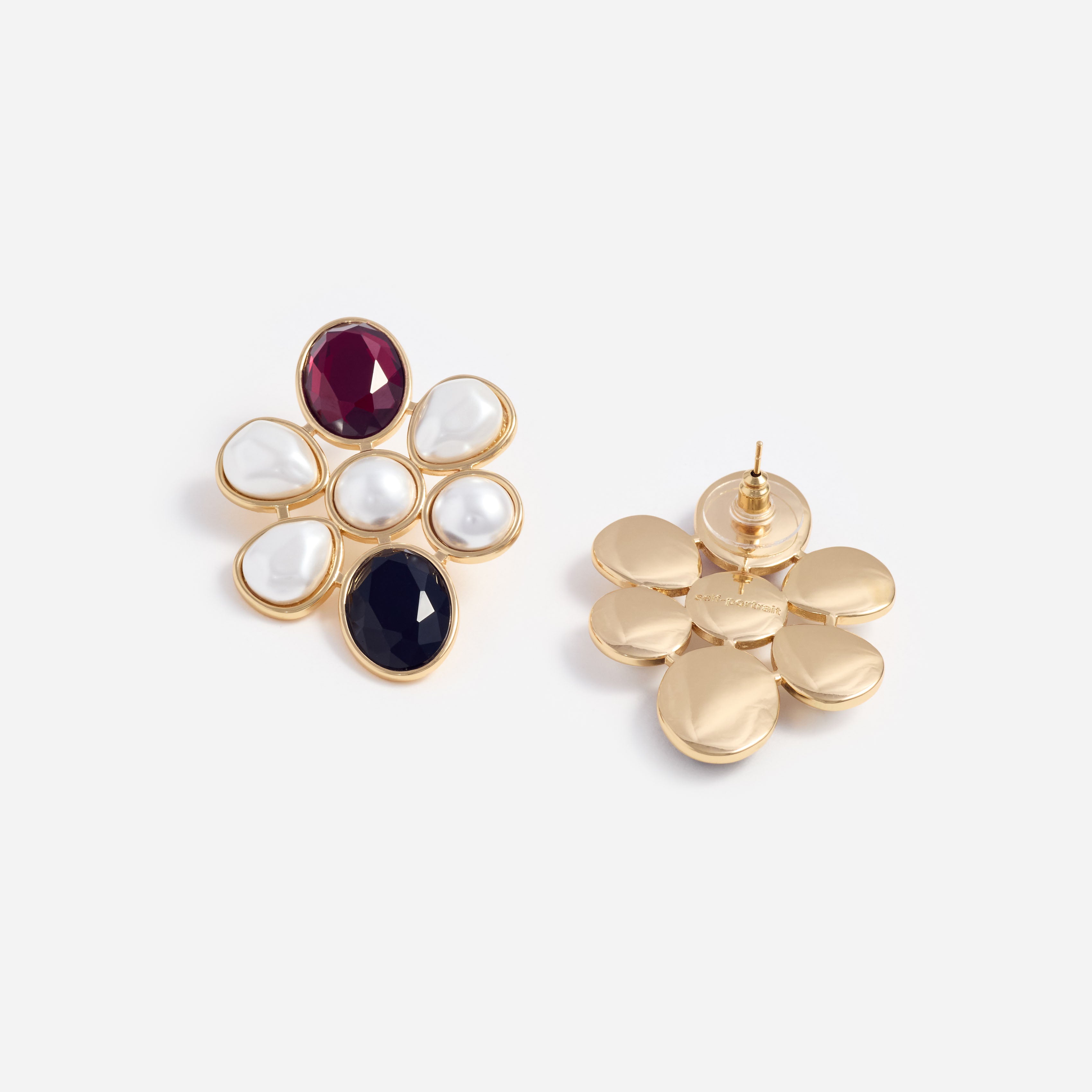 Self Portrait Jewellery Pearl Crystal Cluster Ohrringe Gold