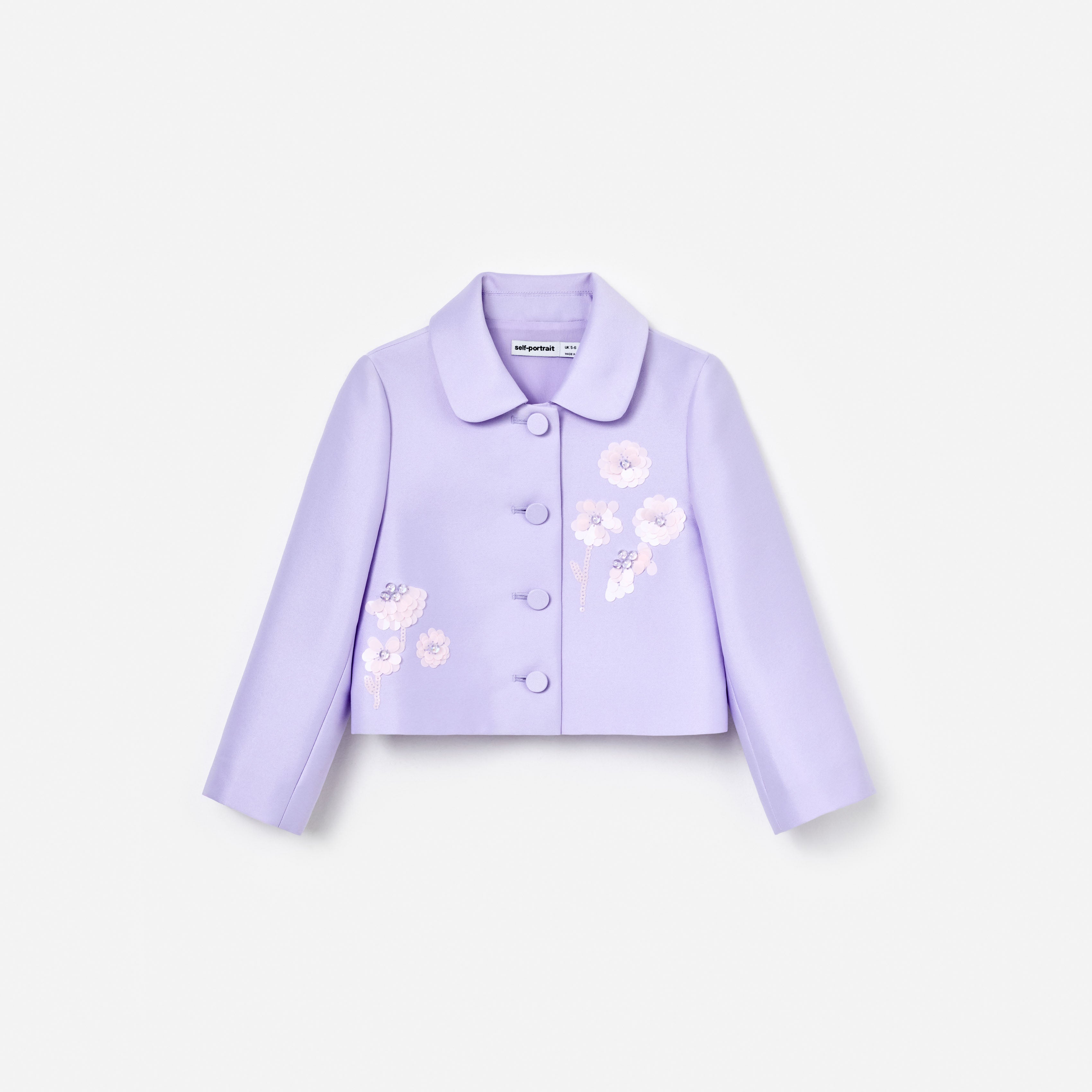Self Portrait Lilac Taffeta Sequin Embellished Jacke Lila