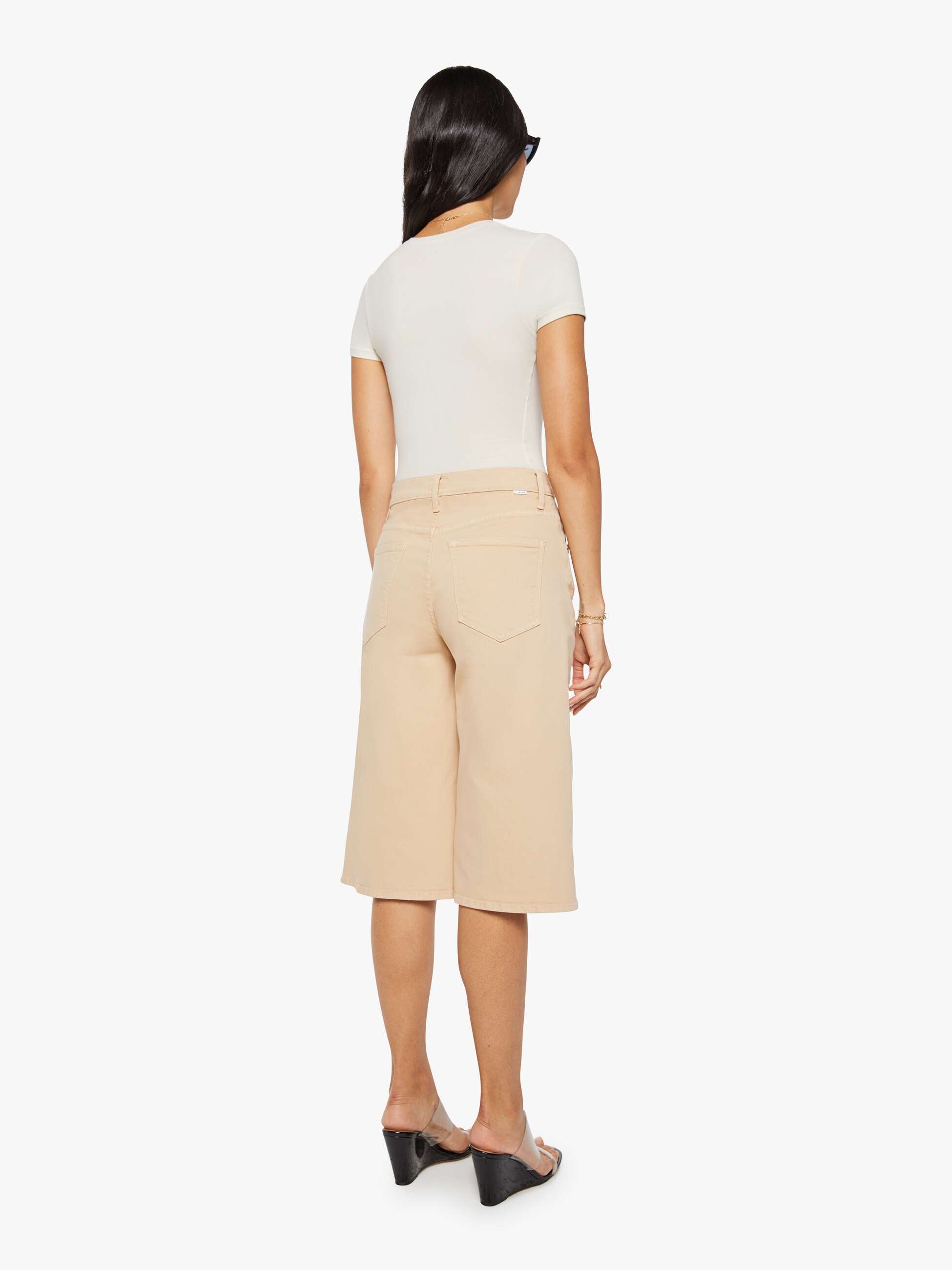 Mother Denim Whole Lot Twist Zip Shorts Almond Buff beige
