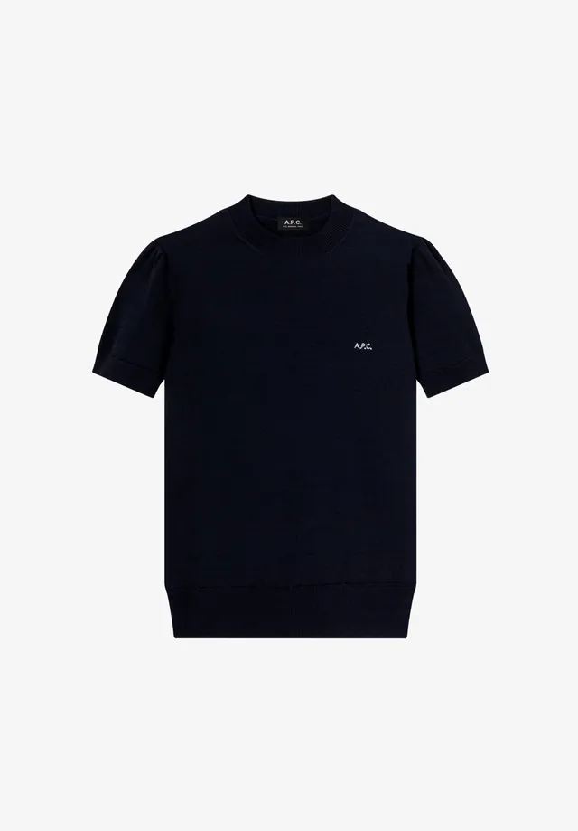 A.P.C. Knitwear Merino Pullover marineblau kurzarm