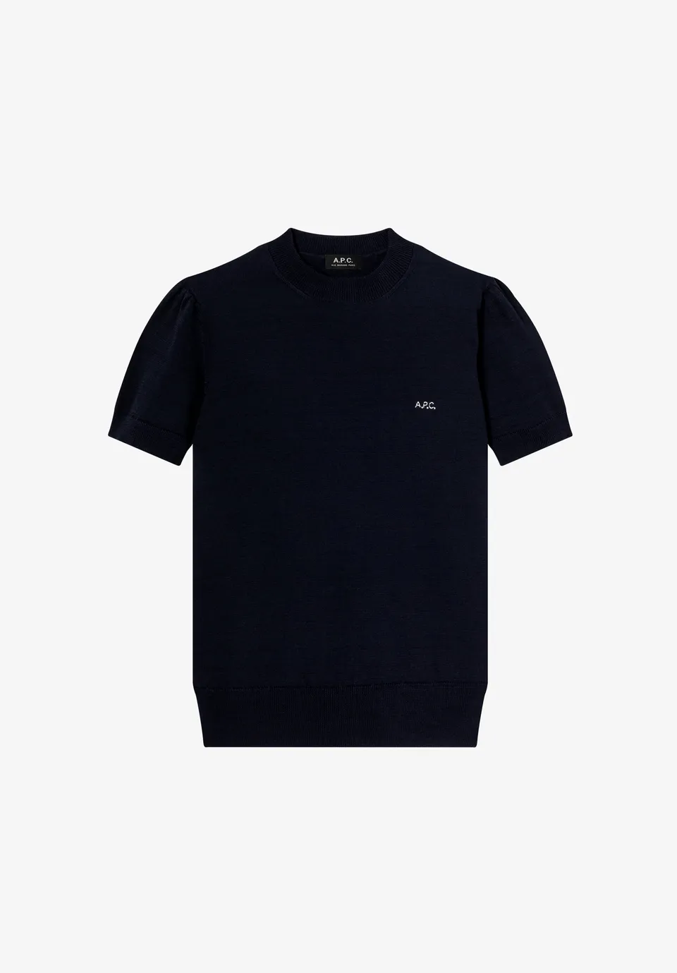 A.P.C. Knitwear Merino Pullover marineblau kurzarm