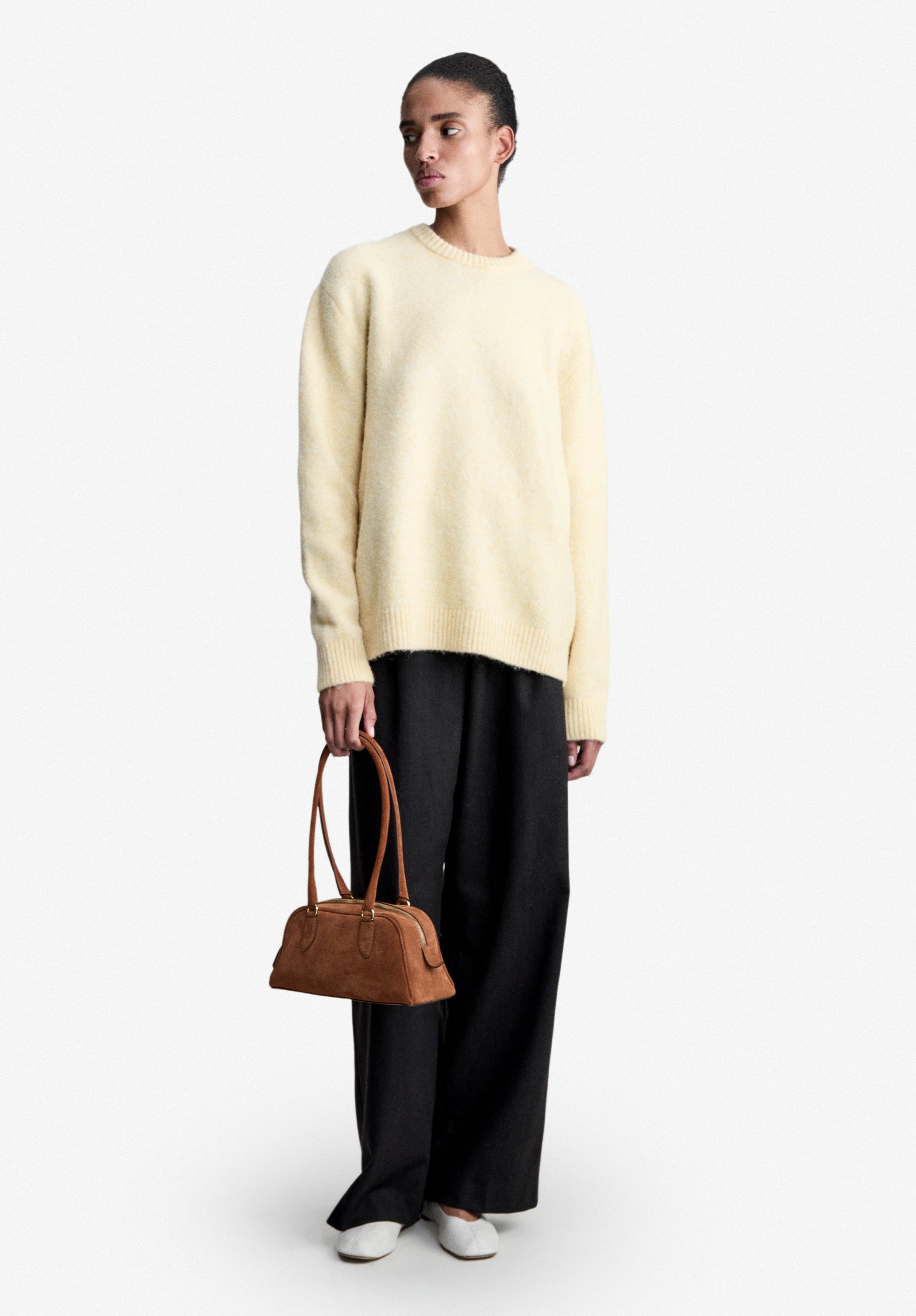 A.P.C. Pullover M hellgelb weit Rundhals