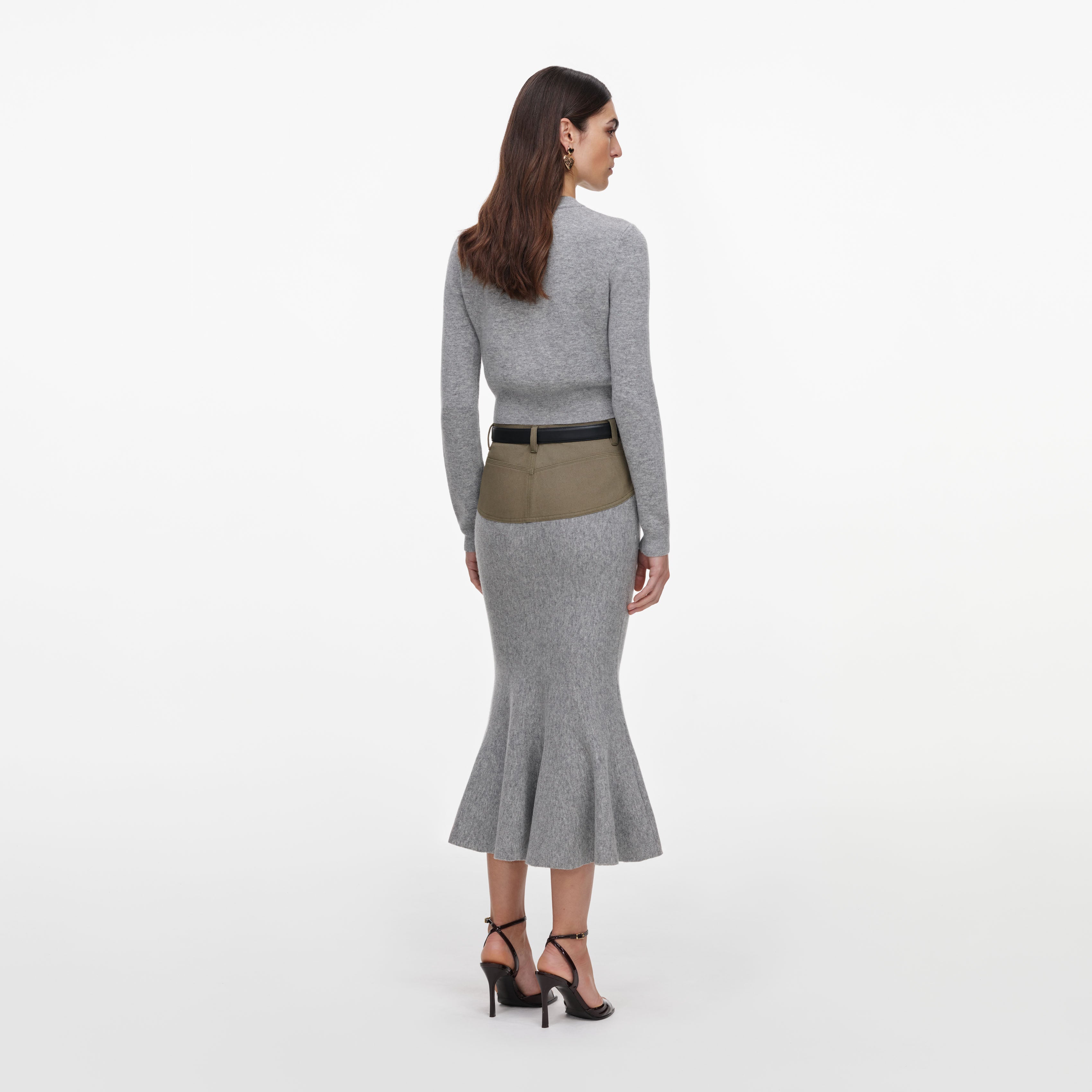 Self Portrait Knitwear Grey Placket Cardigan Strickjacke Grau
