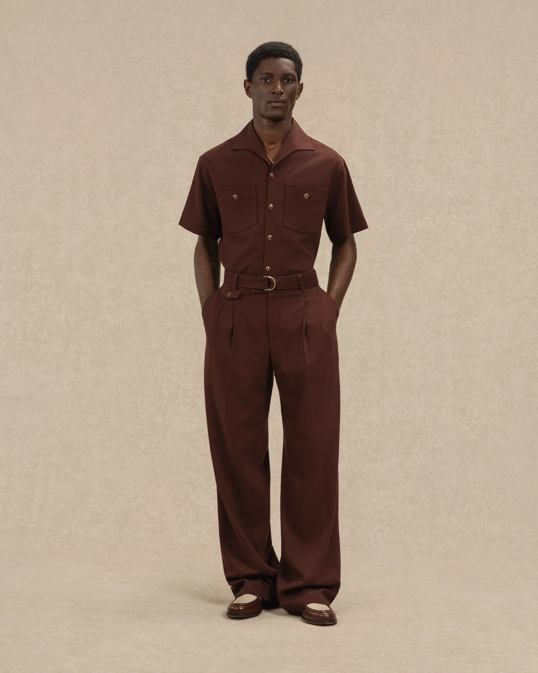 Drôle de Monsieur Pantalon Large Viscose Hose Braun weites Bein