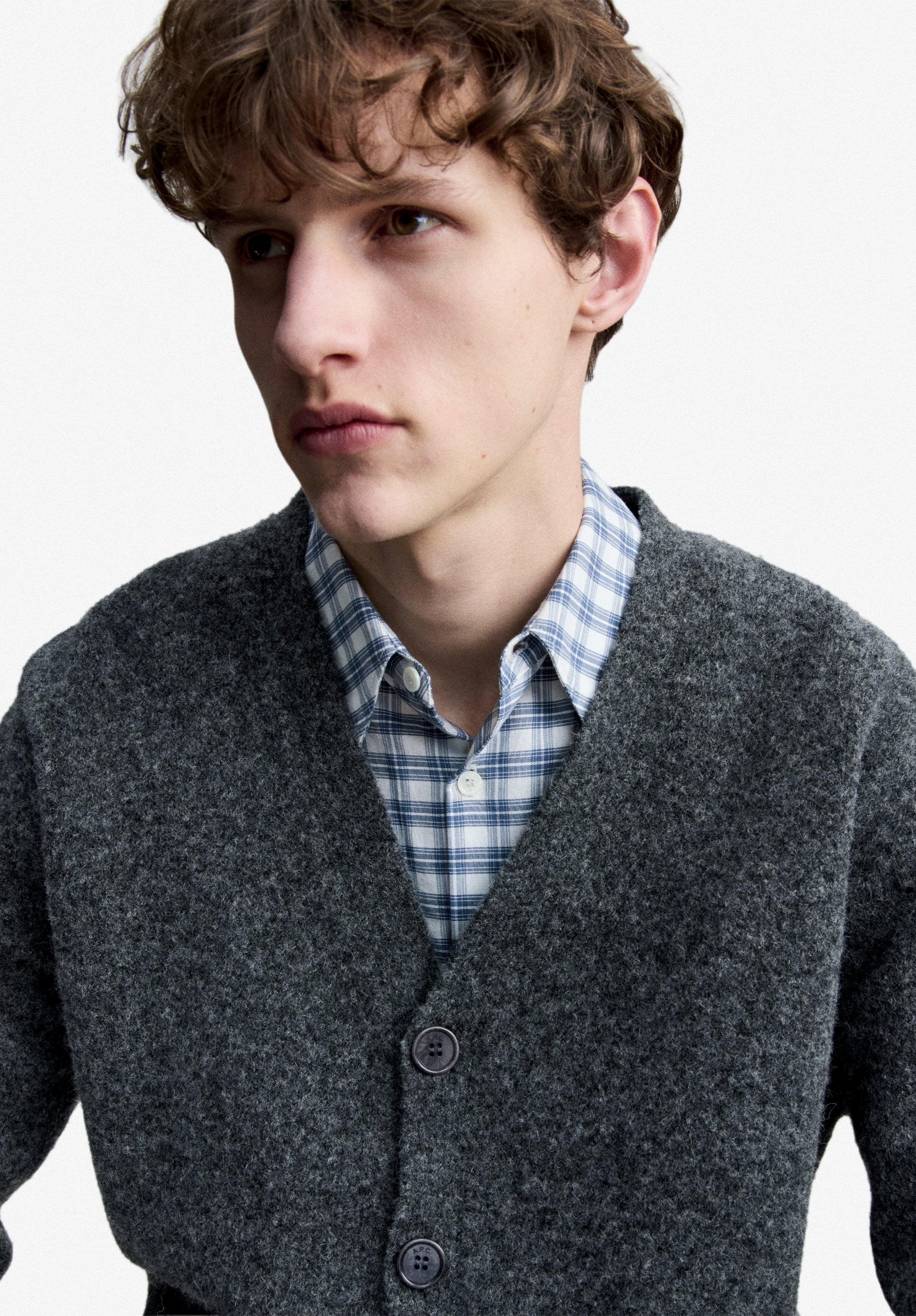 A.P.C. Cardigan Anthrazit Alpakawolle Strickjacke M