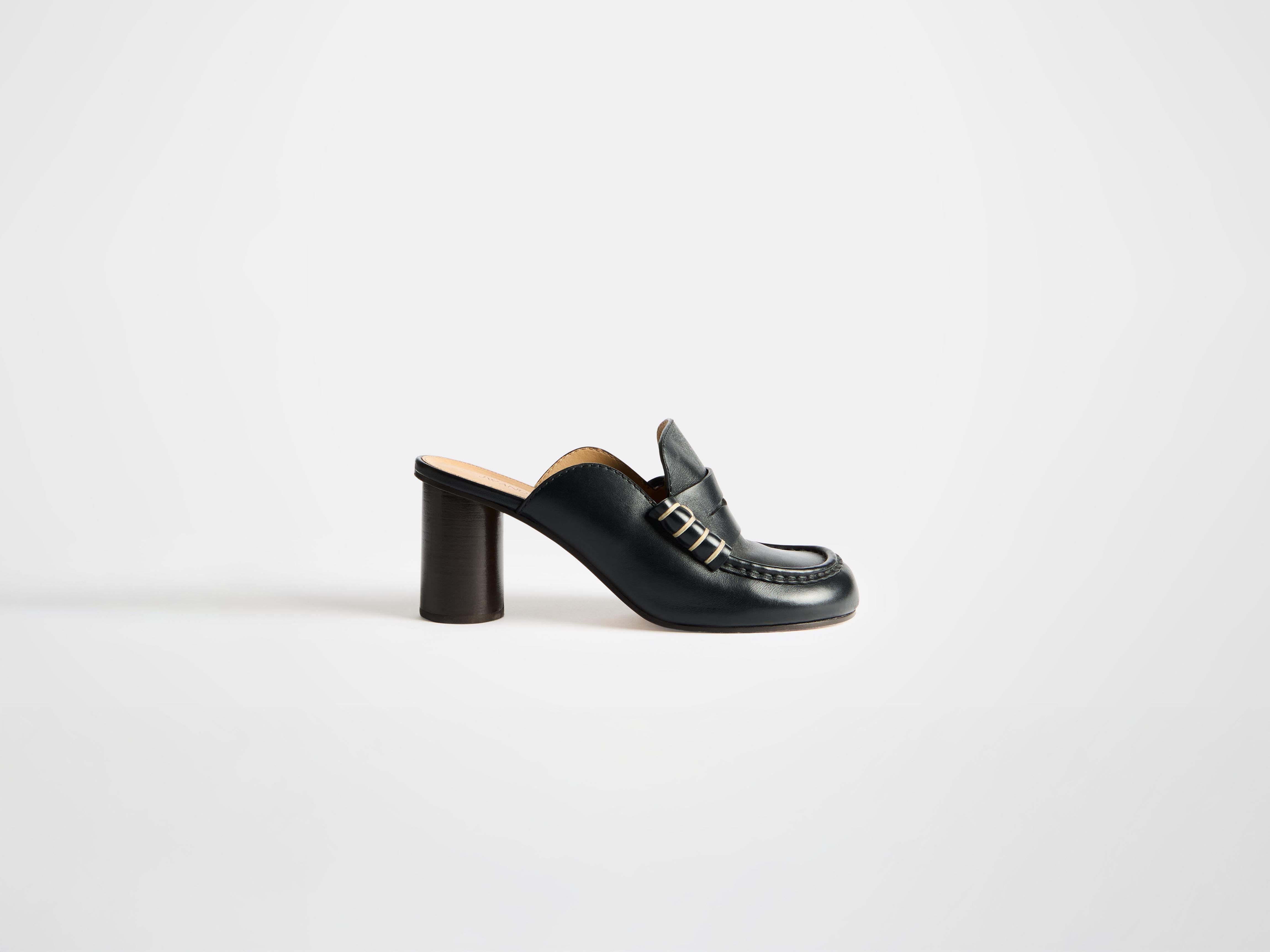 J.W.Anderson Shoes Heeled Loafer Mule Schwarz Nappa-Leder