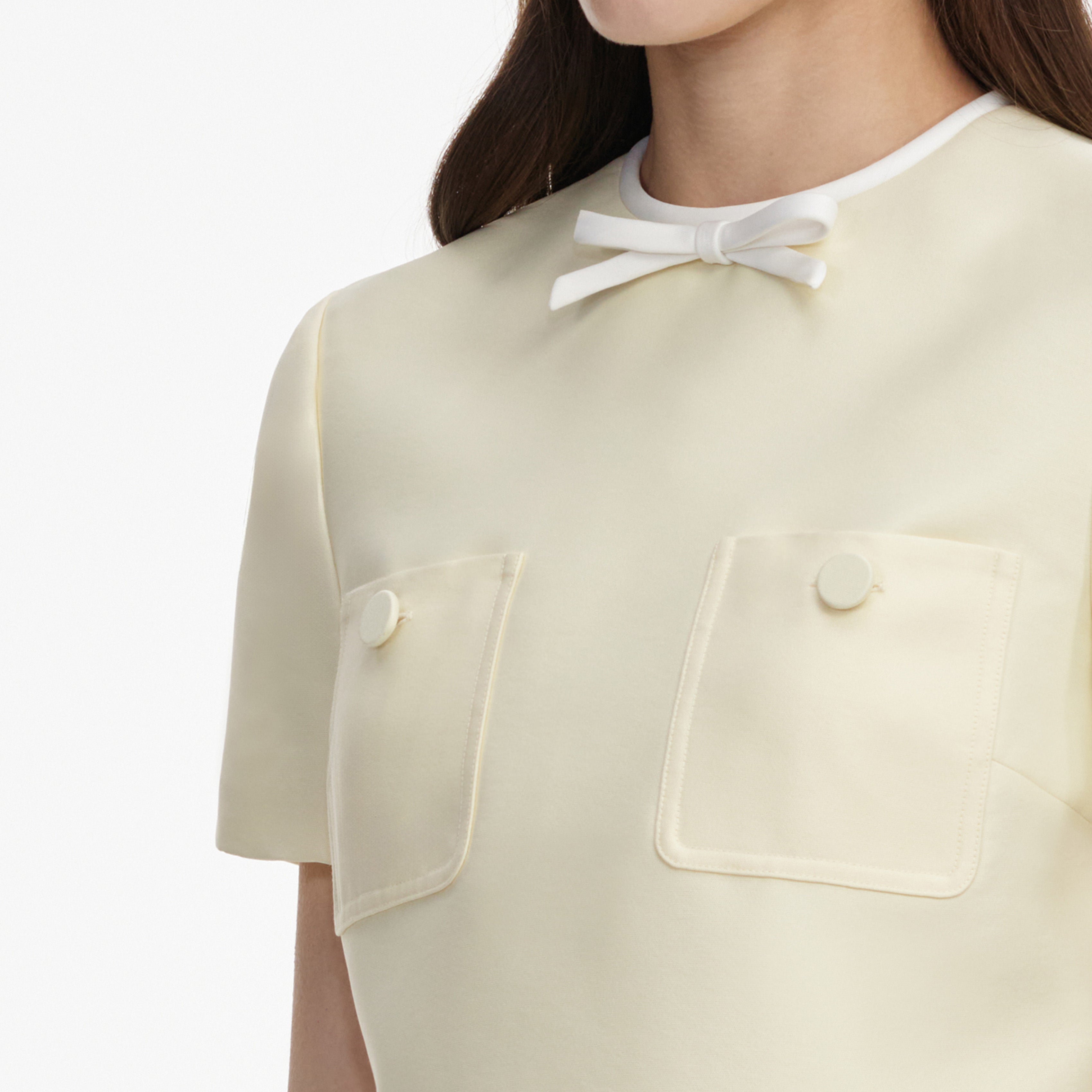 Self Portrait Yellow Taffeta Top UK 8 gelb mit Schleife