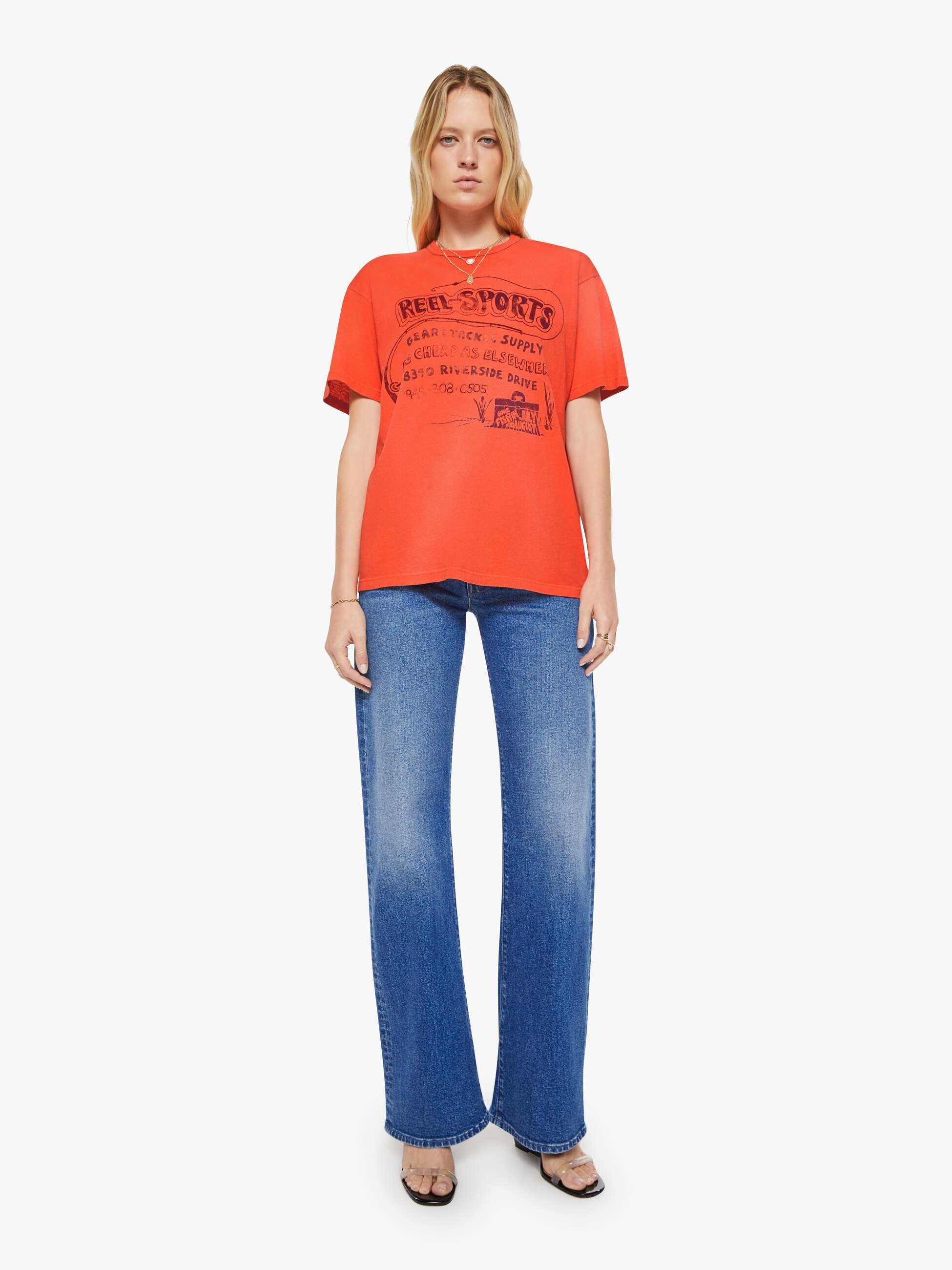 Mother The Lowdown Reel Sports T-Shirt Rot Baumwolle