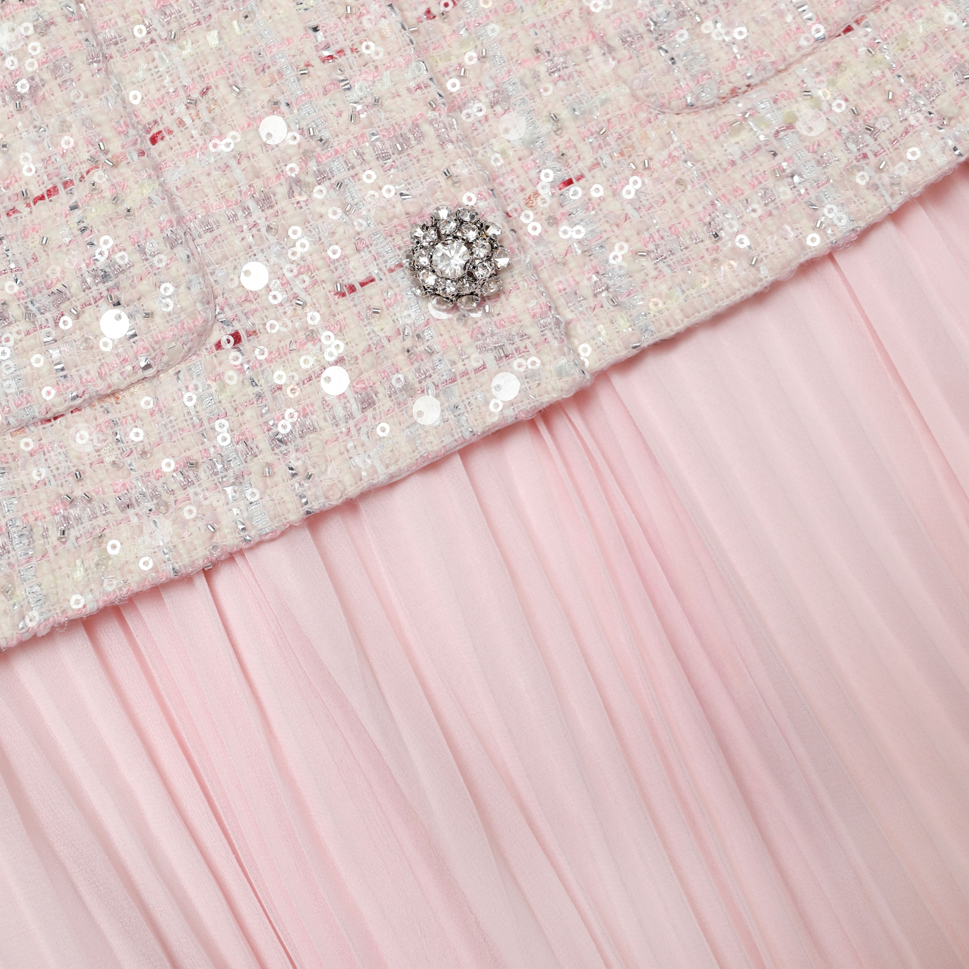 Self-Portrait Pink Sequin Boucle Midi Kleid rosa tailliert