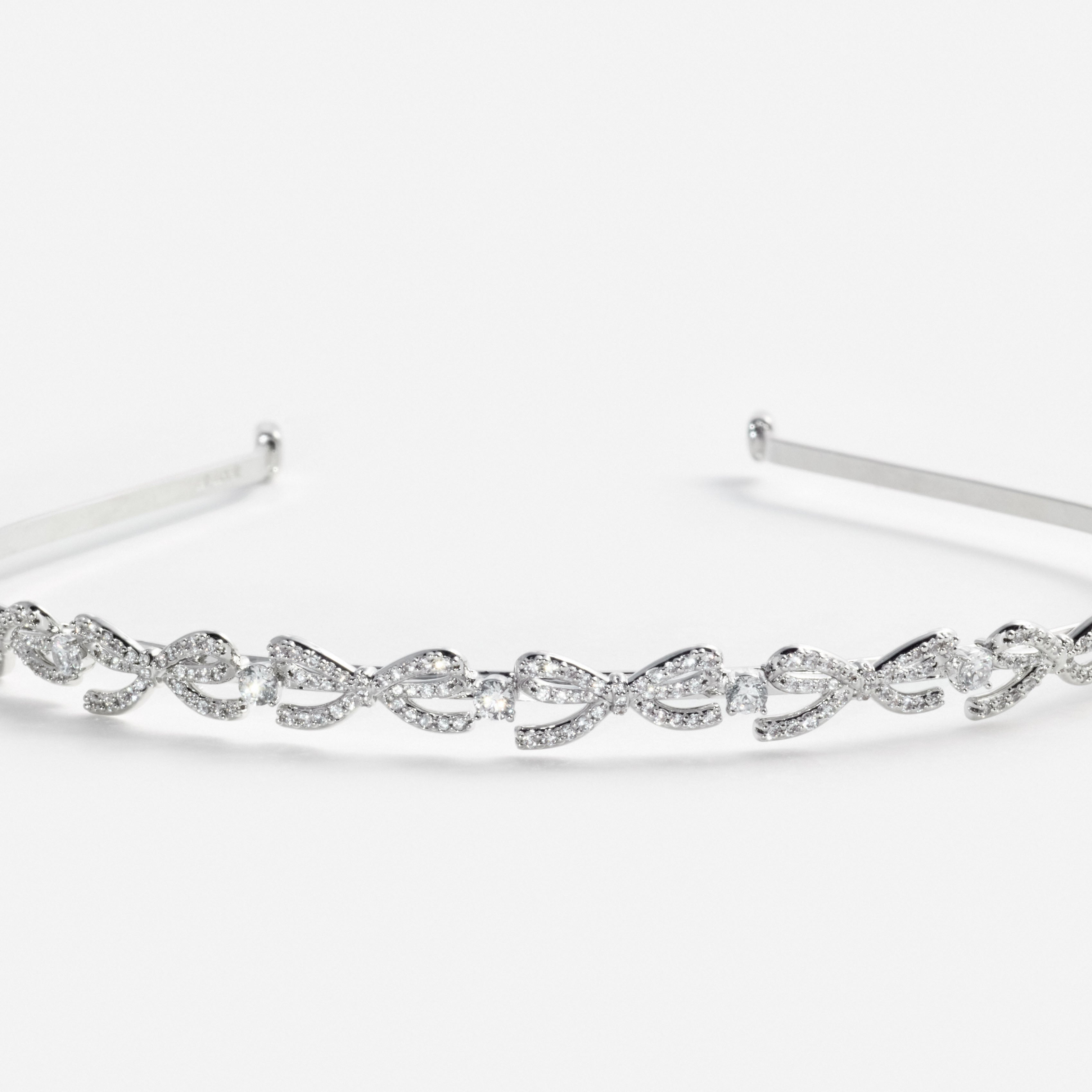 Self Portrait Crystal Bow Headband Silber Kristall One Size