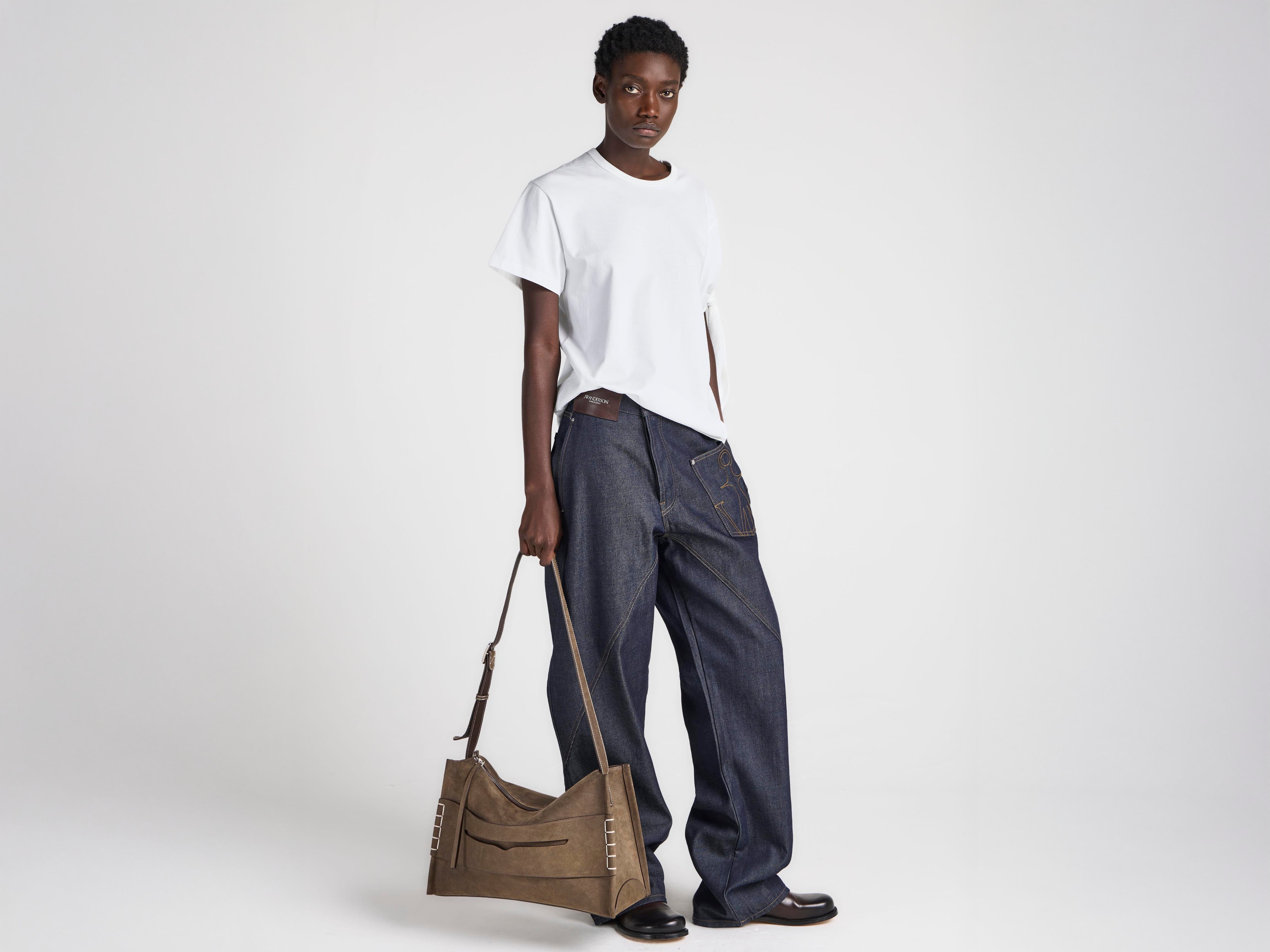 J.W. Anderson Messenger Loafer Bag Dunkeltaupe Velours